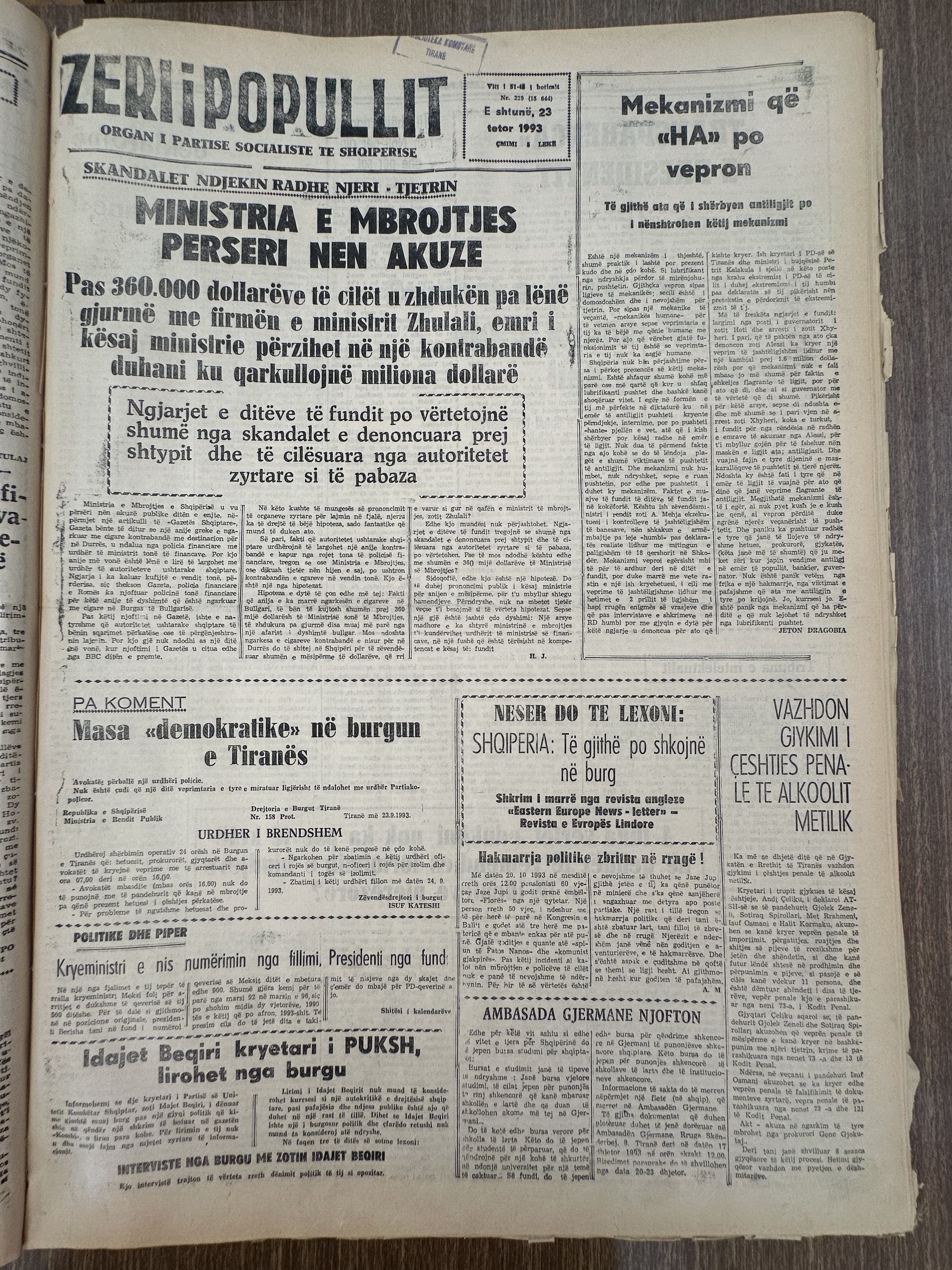 Zëri i Popullit 1993-10-23