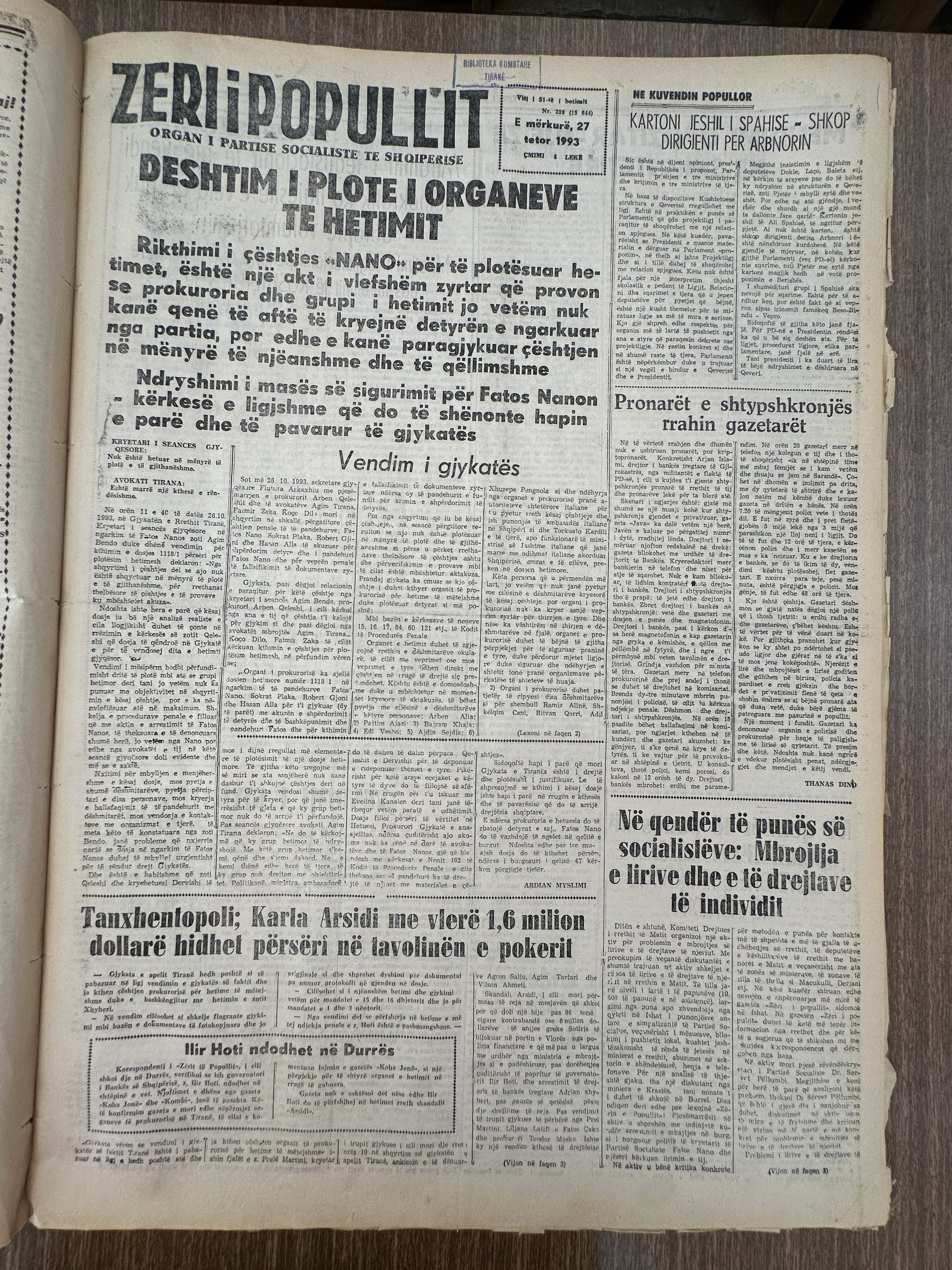 Zëri i Popullit 1993-10-27