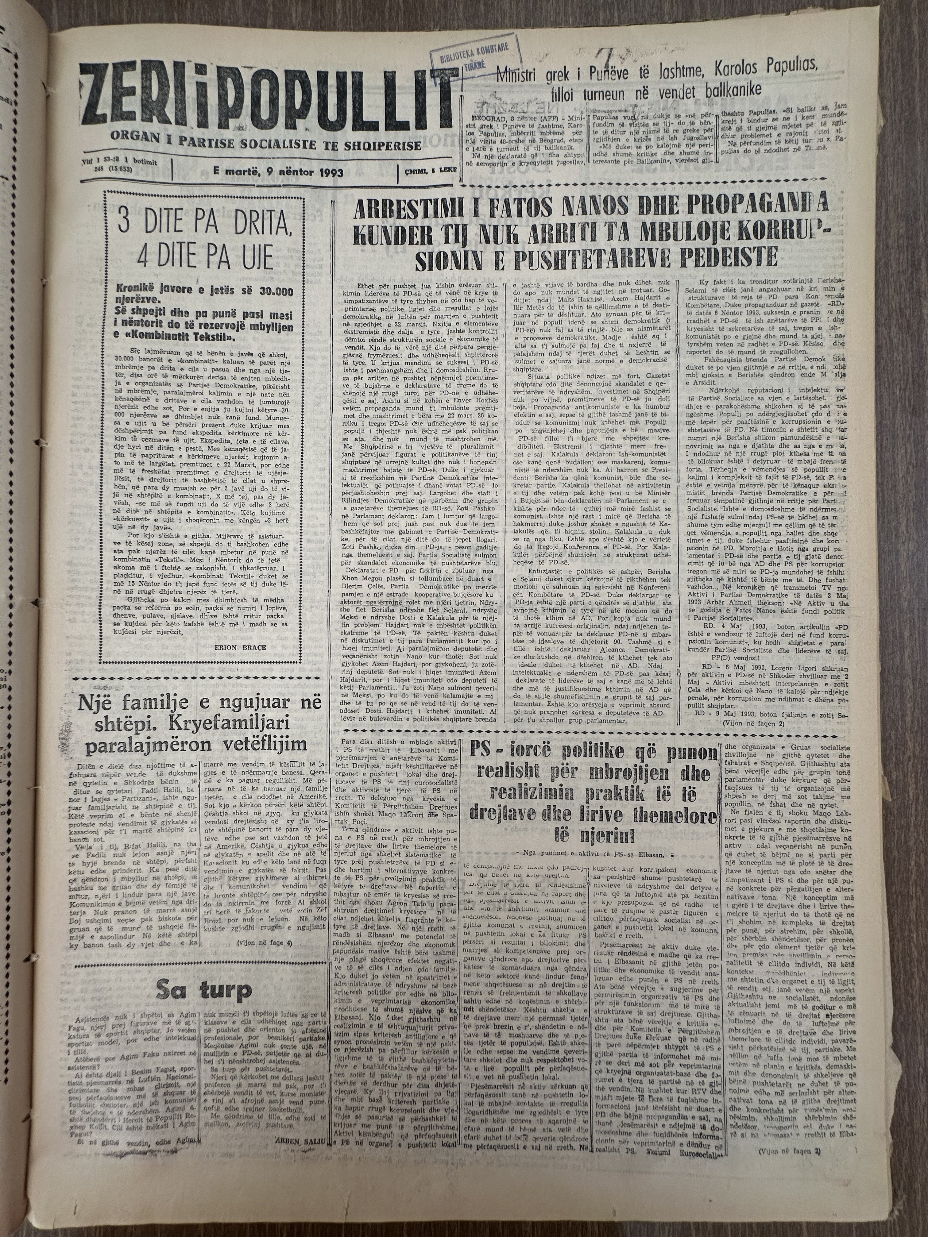 Zëri i Popullit 1993-11-09