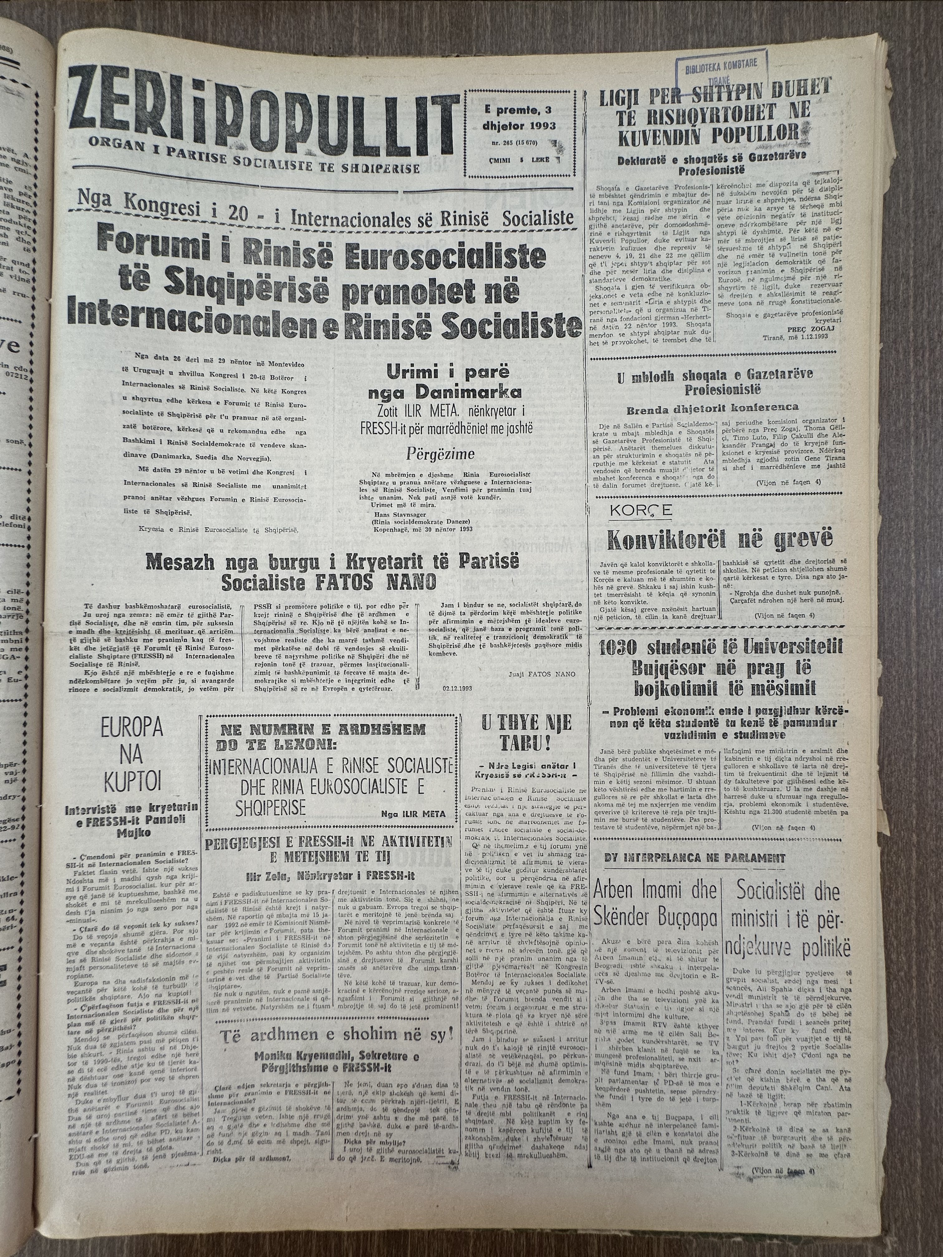 Zëri i Popullit 1993-12-03