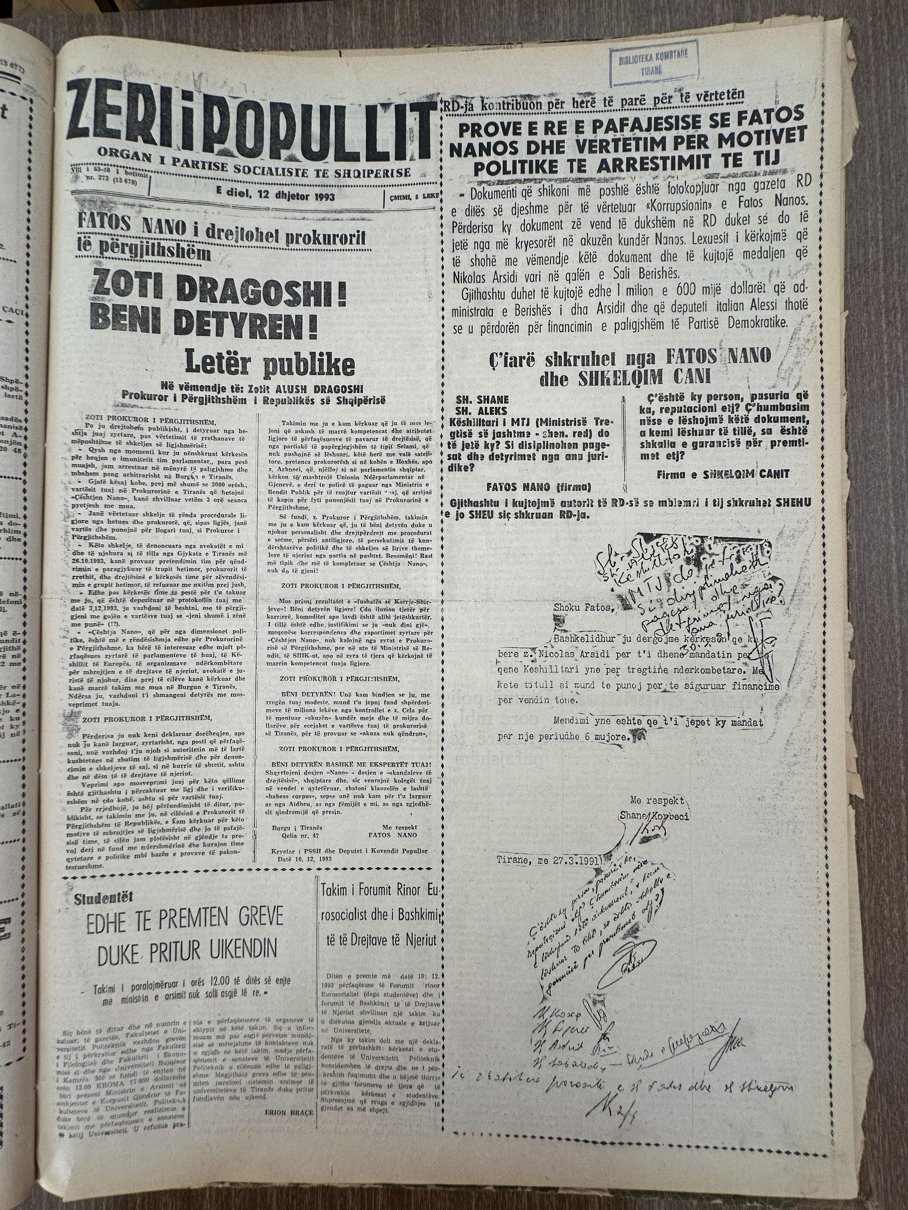 Zëri i Popullit 1993-12-12