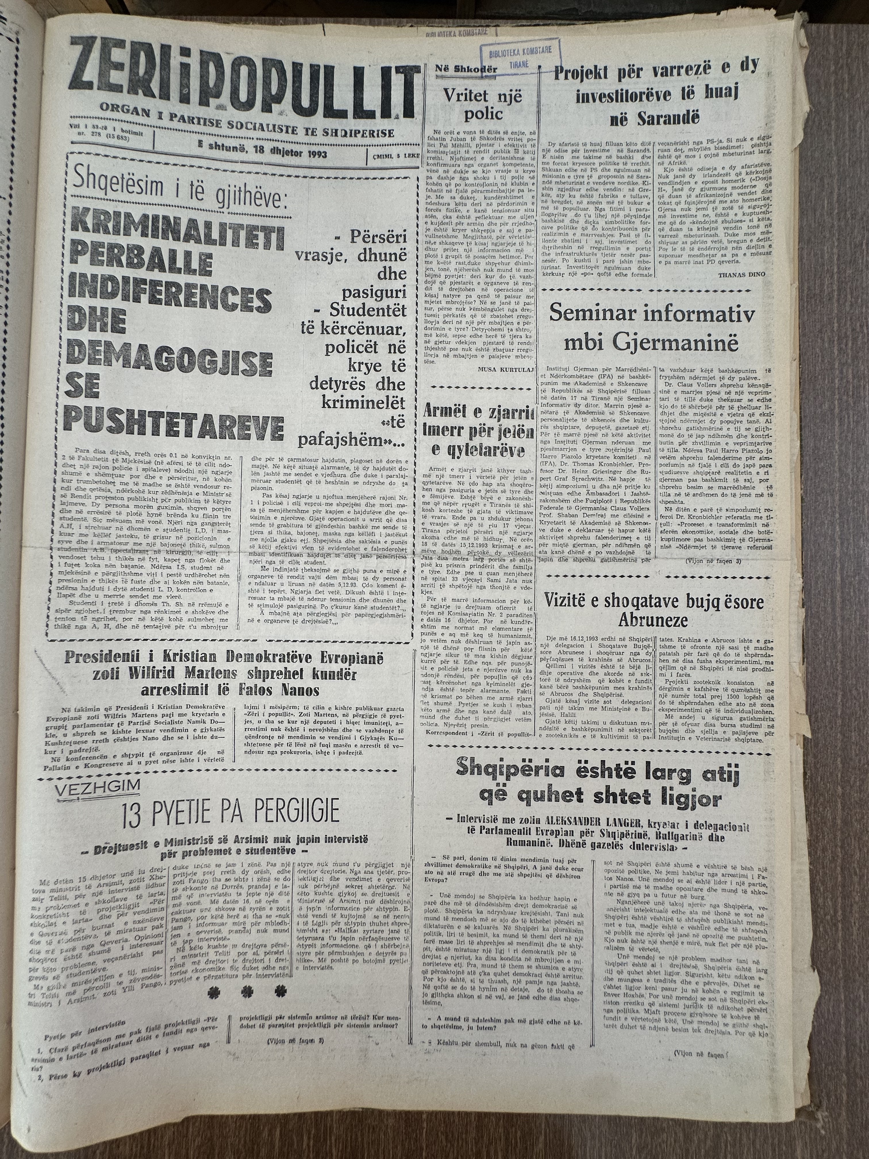 Zëri i Popullit 1993-12-18