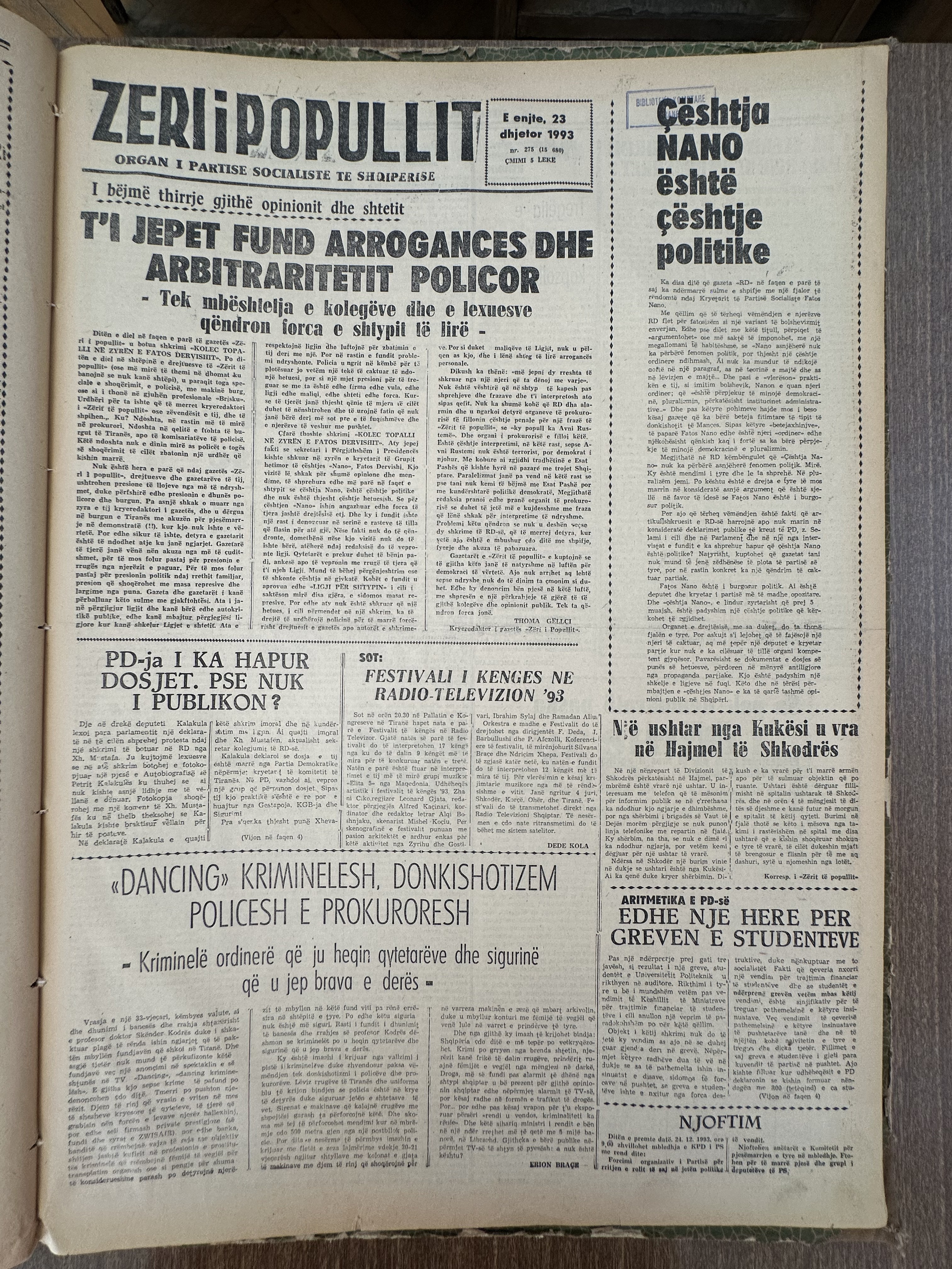 Zëri i Popullit 1993-12-23