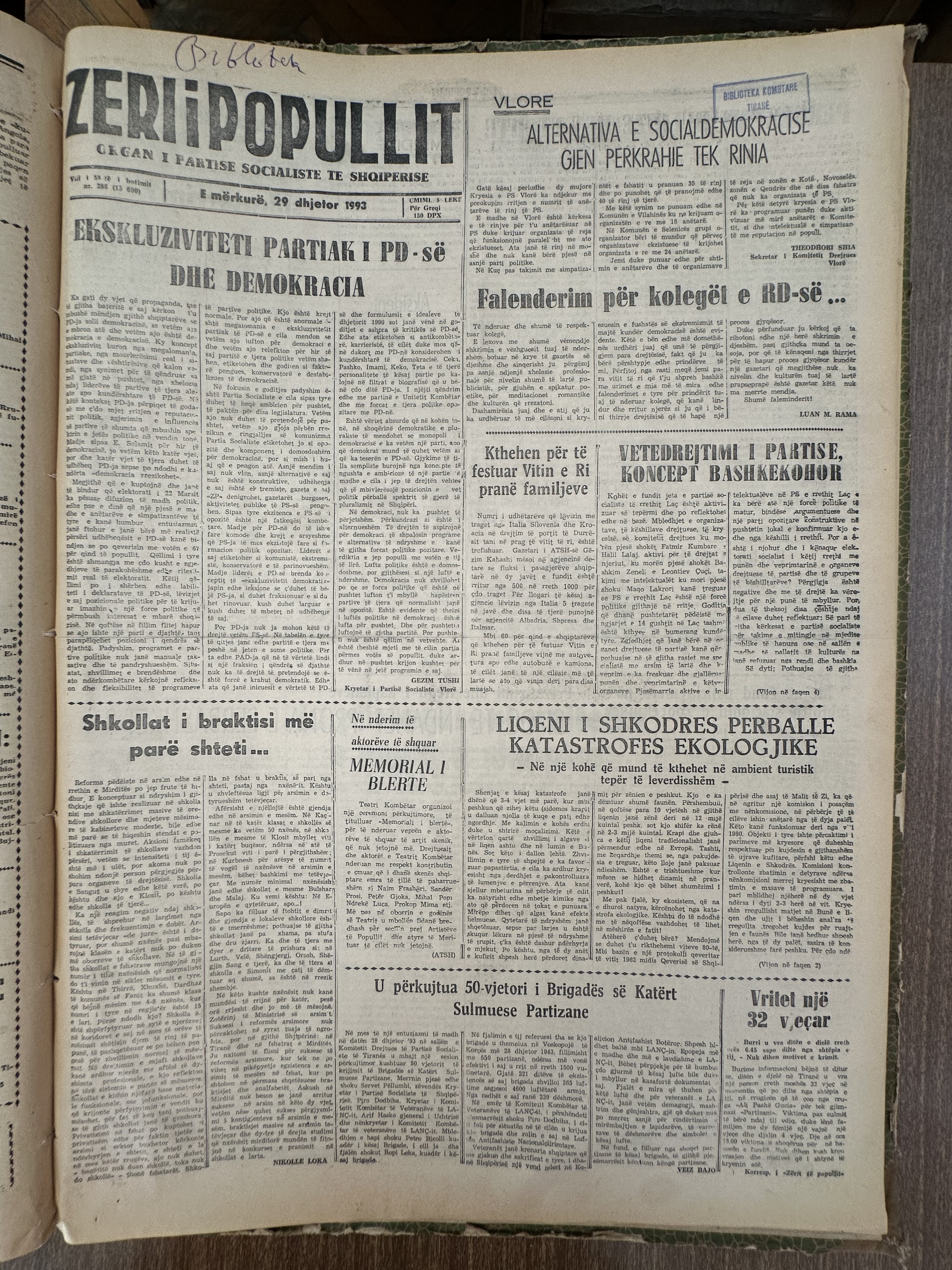 Zëri i Popullit 1993-12-29