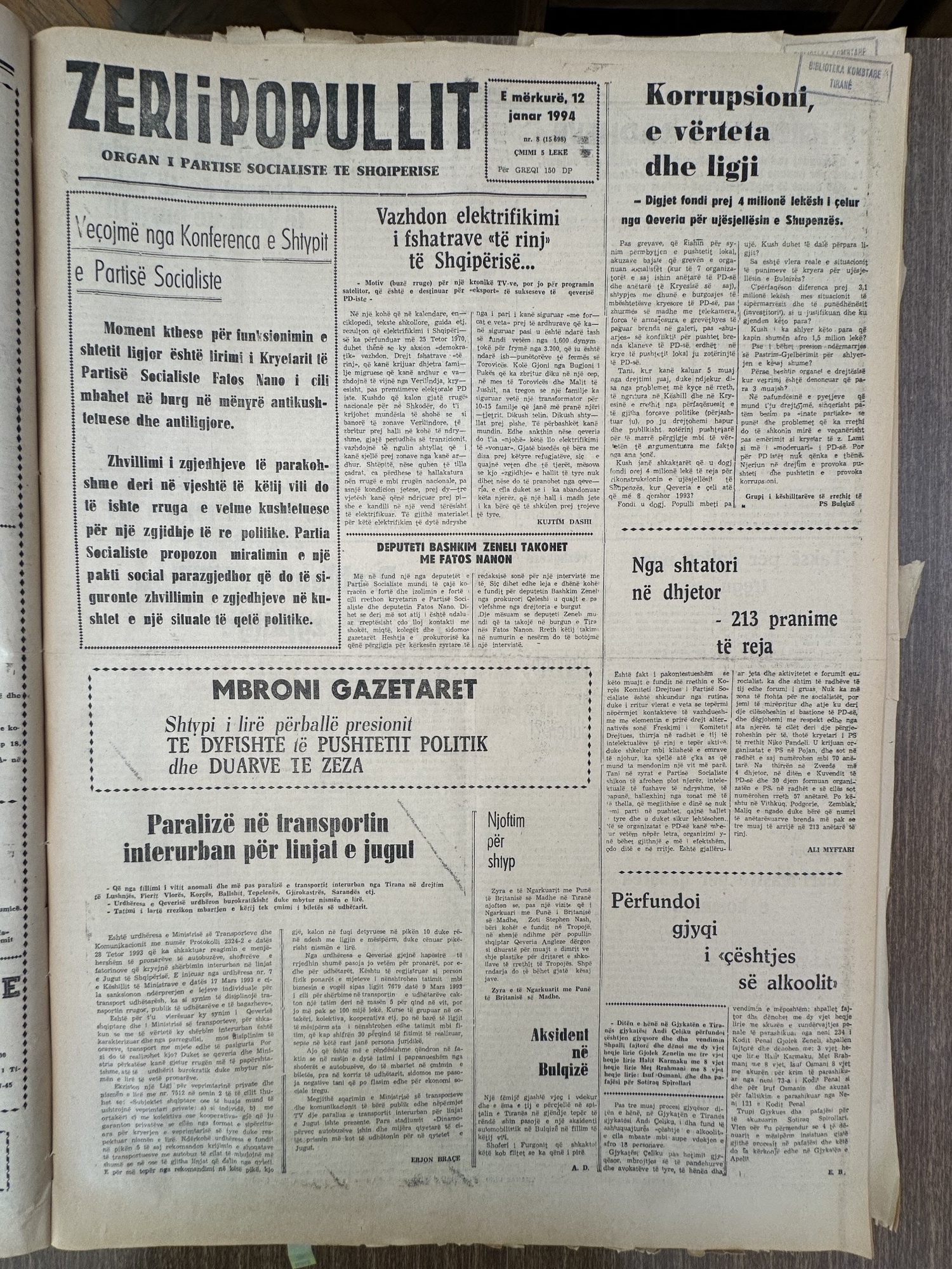 Zëri i Popullit 1994-01-12