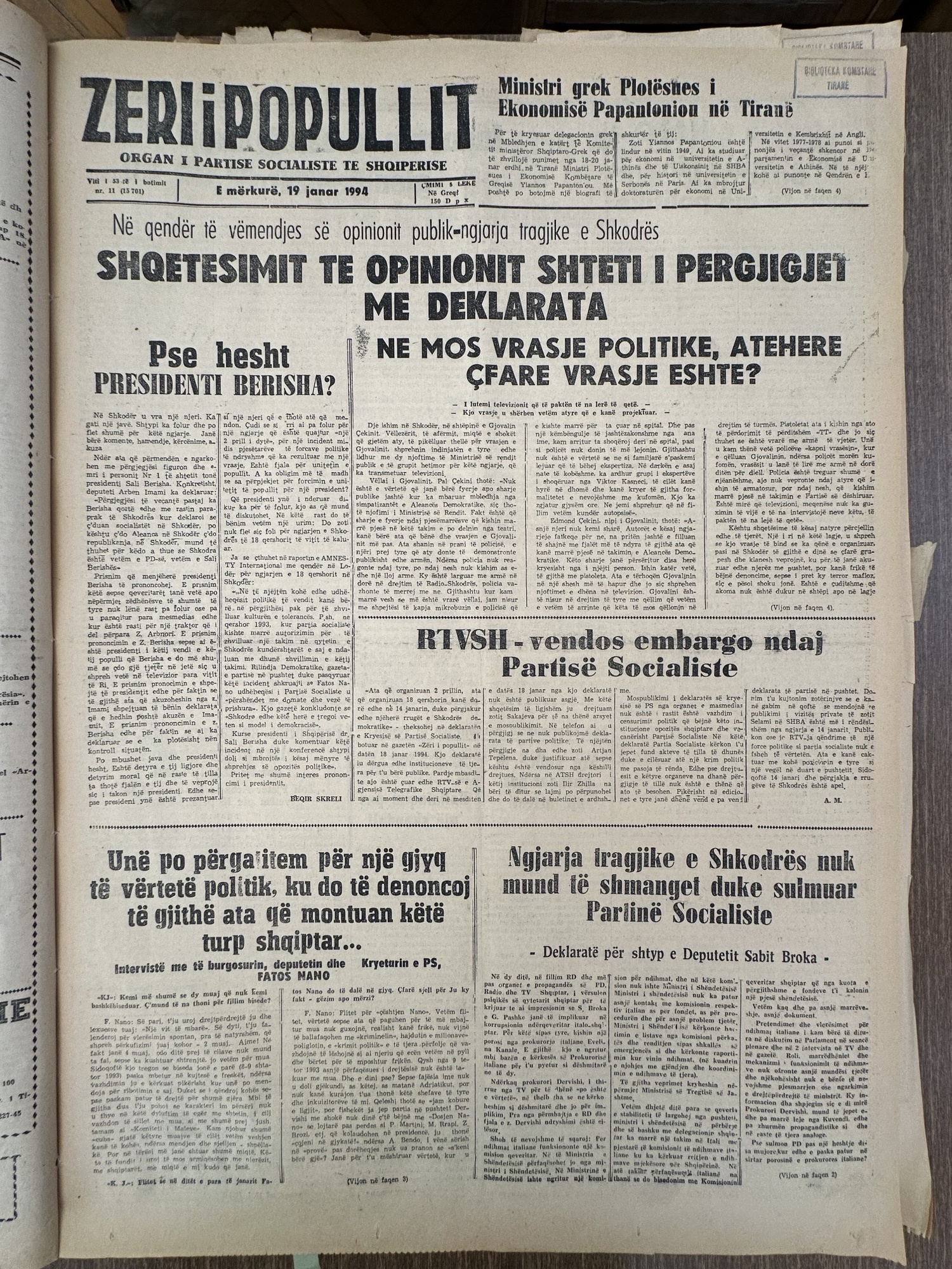 Zëri i Popullit 1994-01-19