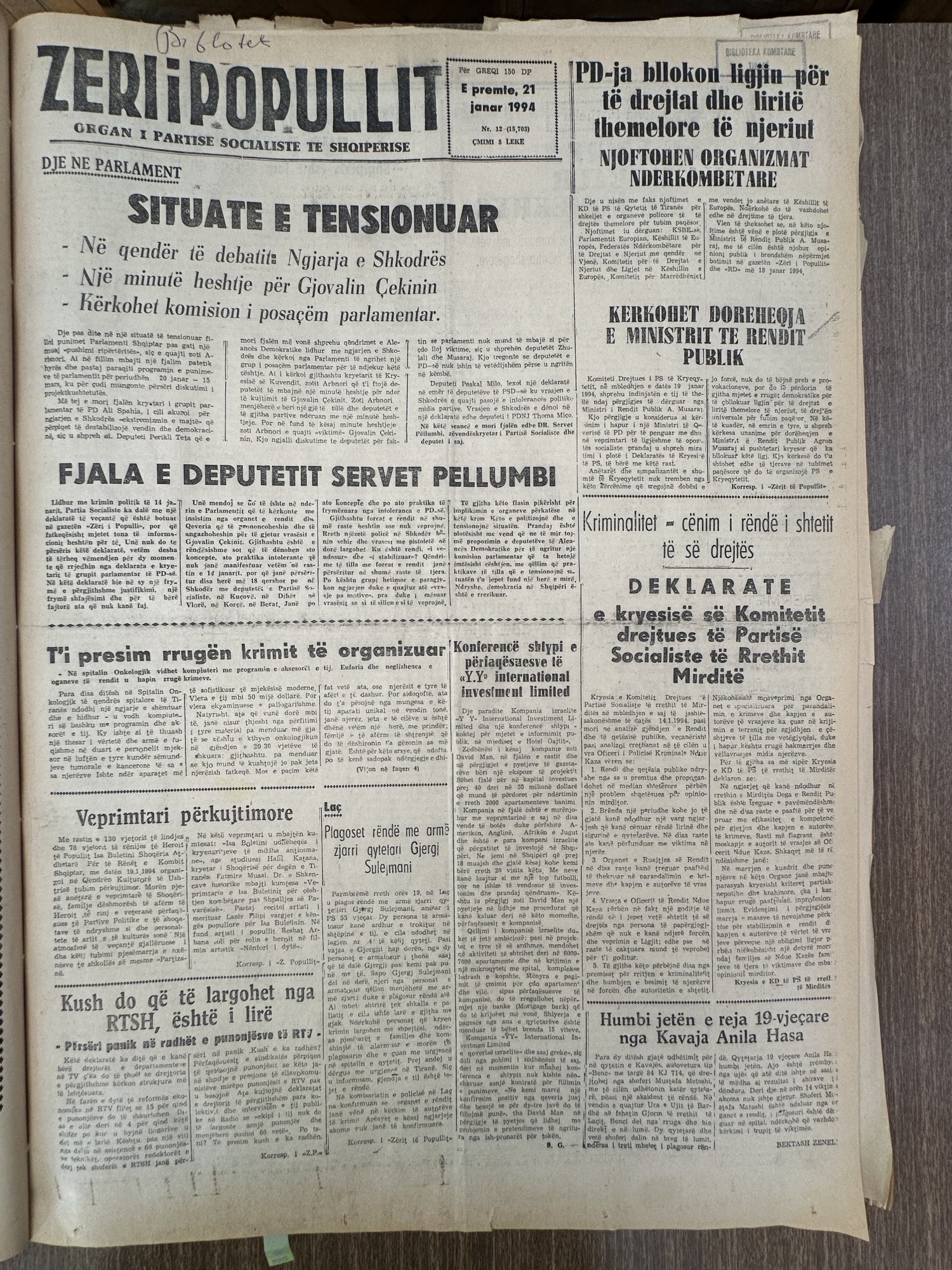 Zëri i Popullit 1994-01-21