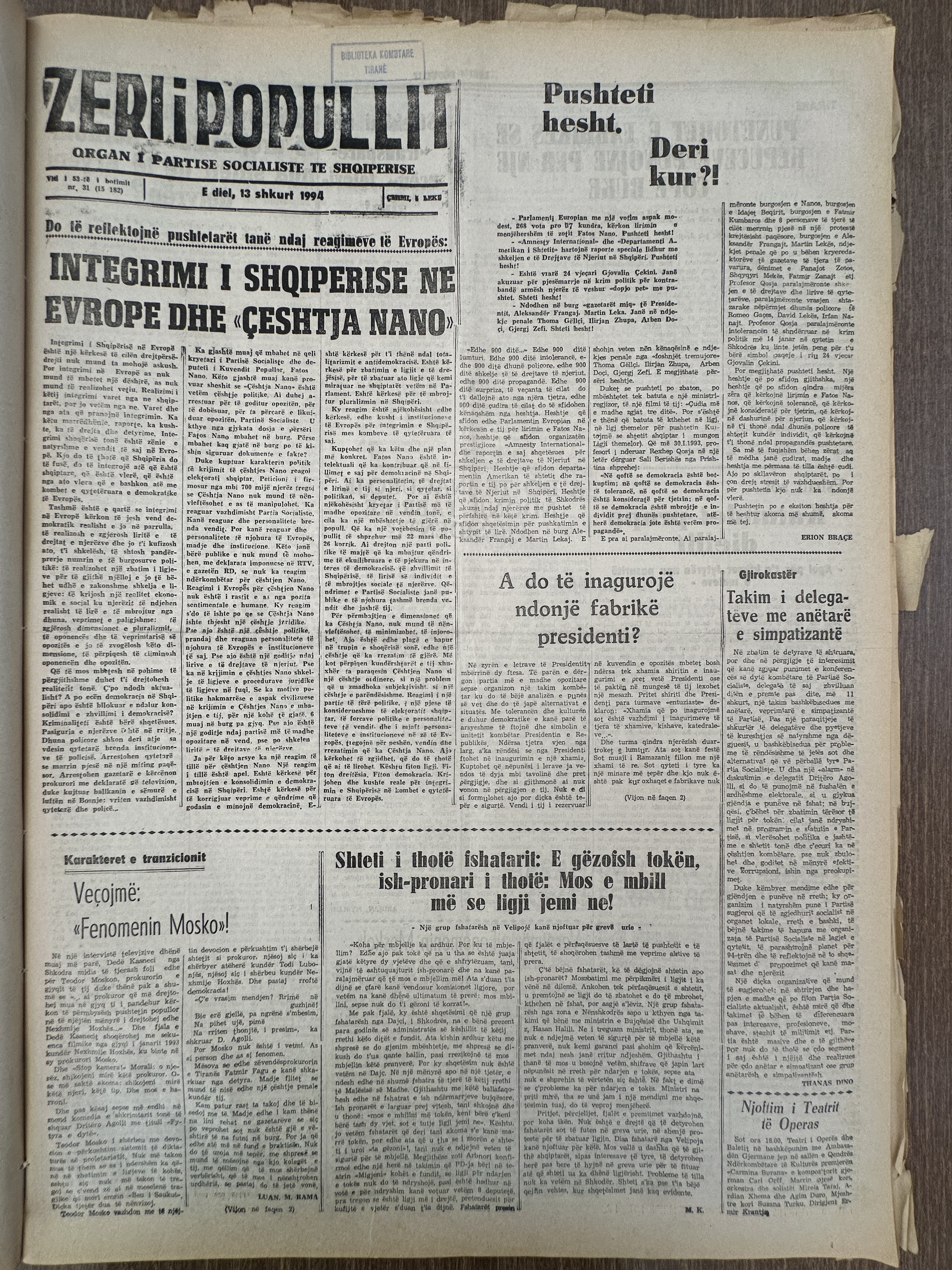 Zëri i Popullit 1994-02-13