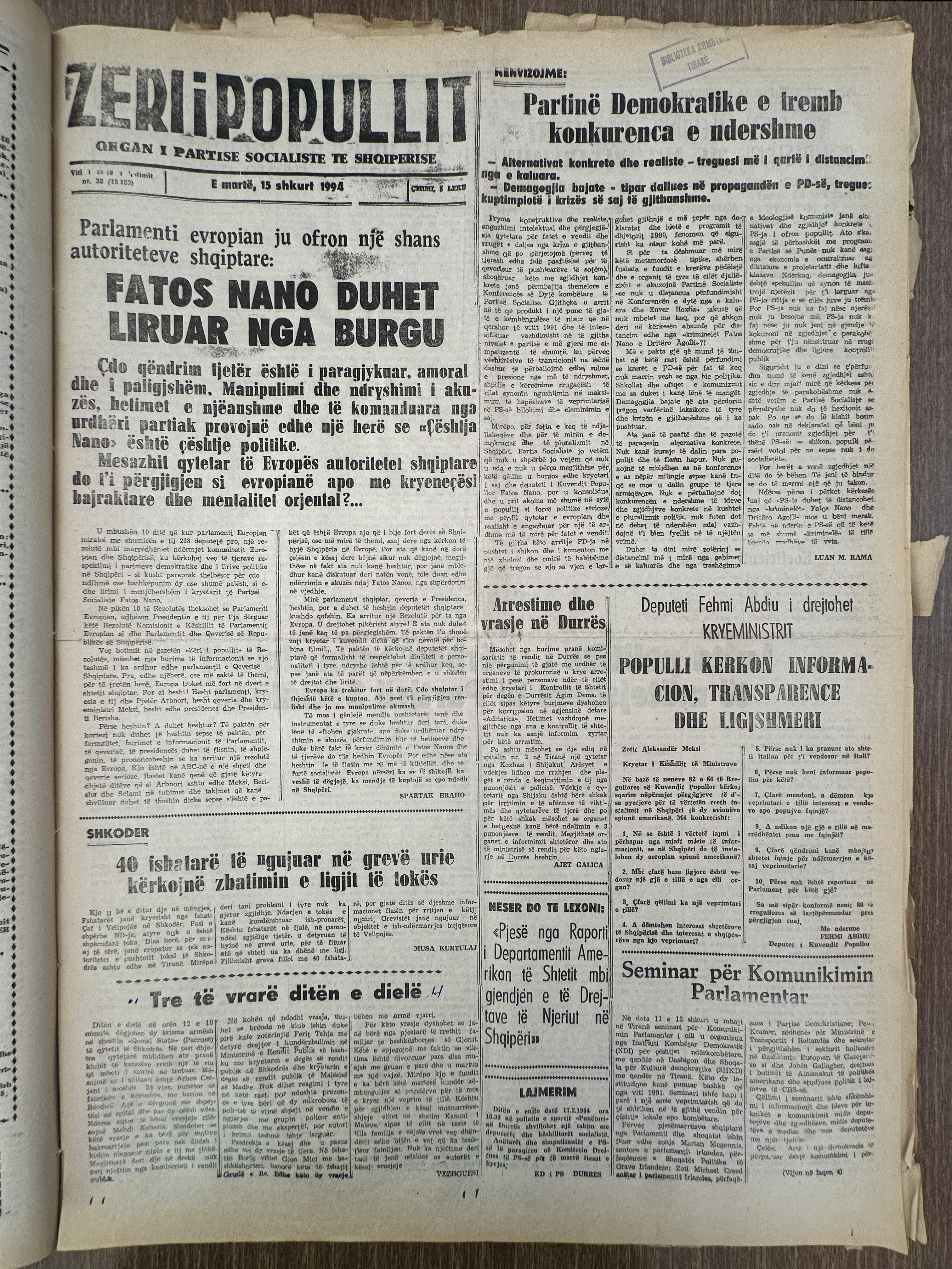 Zëri i Popullit 1994-02-15