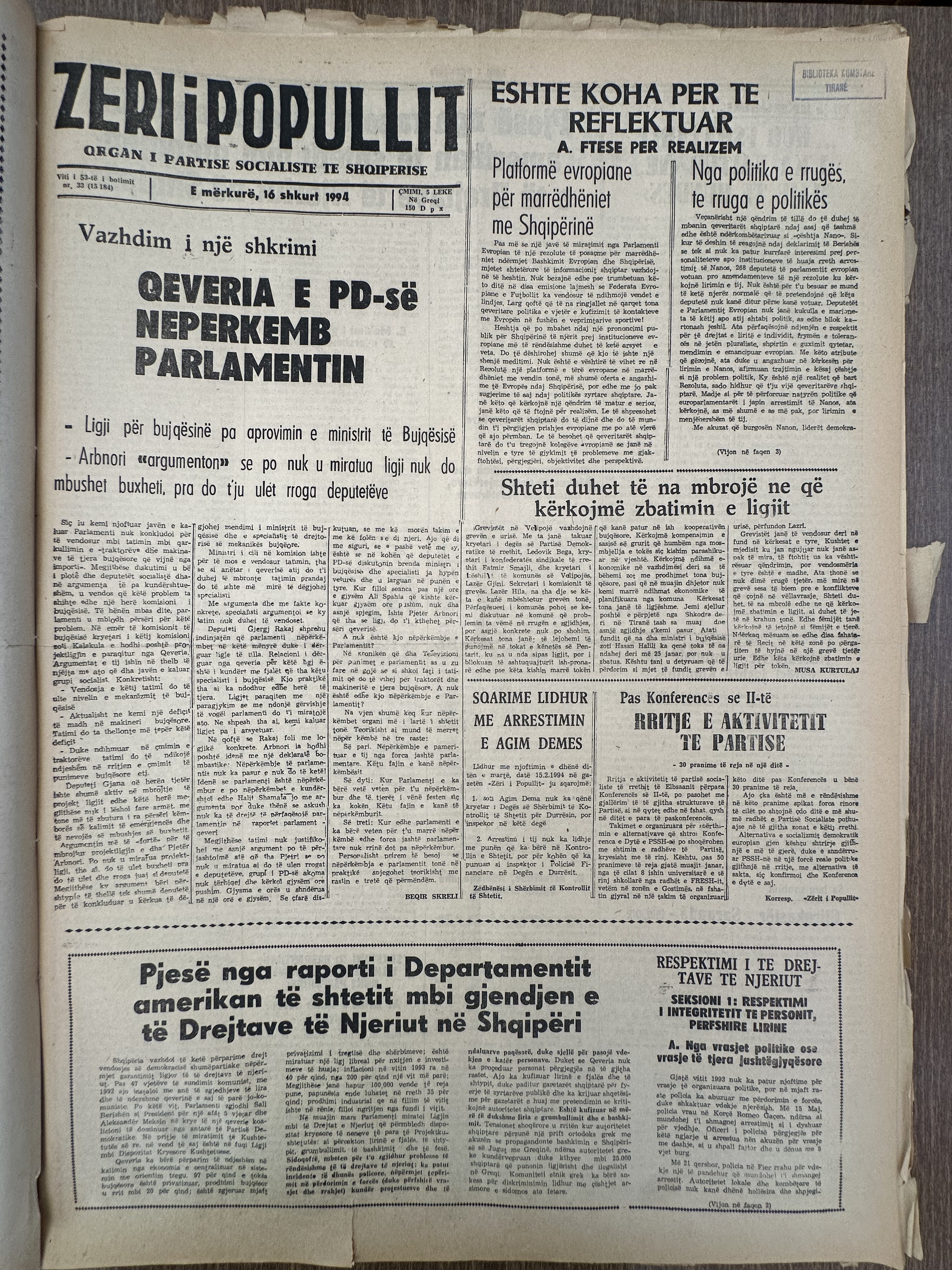 Zëri i Popullit 1994-02-16