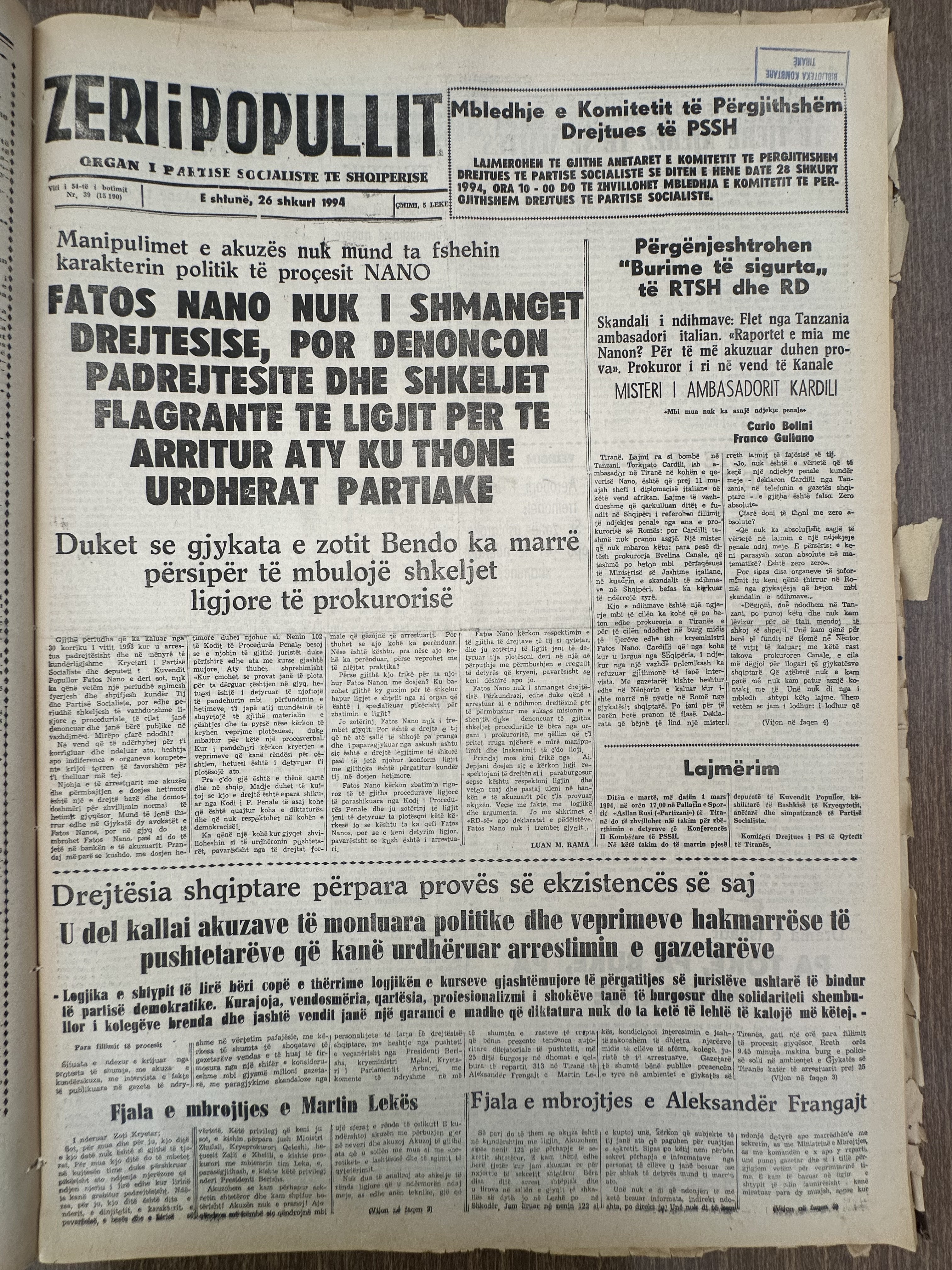 Zëri i Popullit 1994-02-26