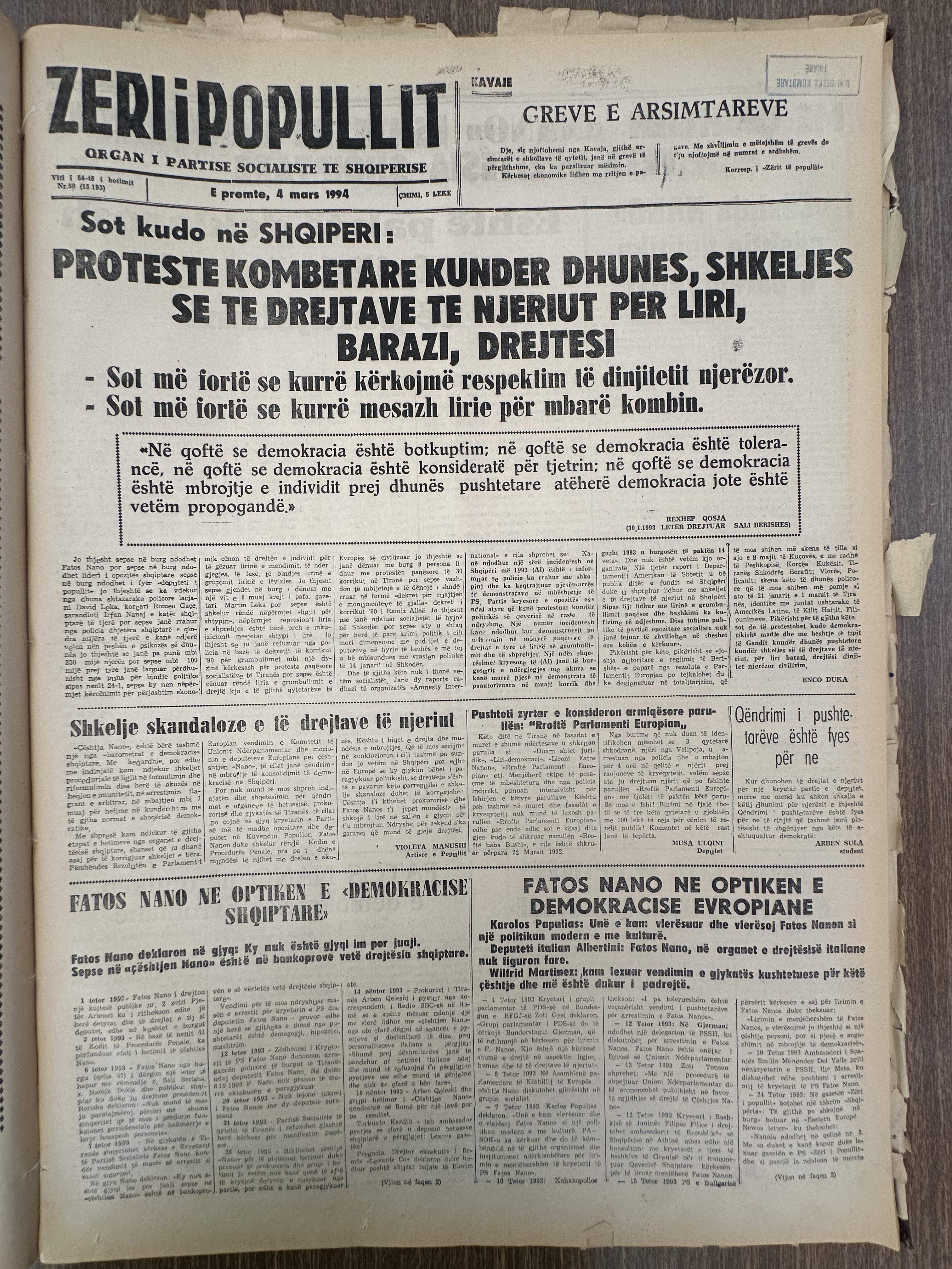 Zëri i Popullit 1994-03-04