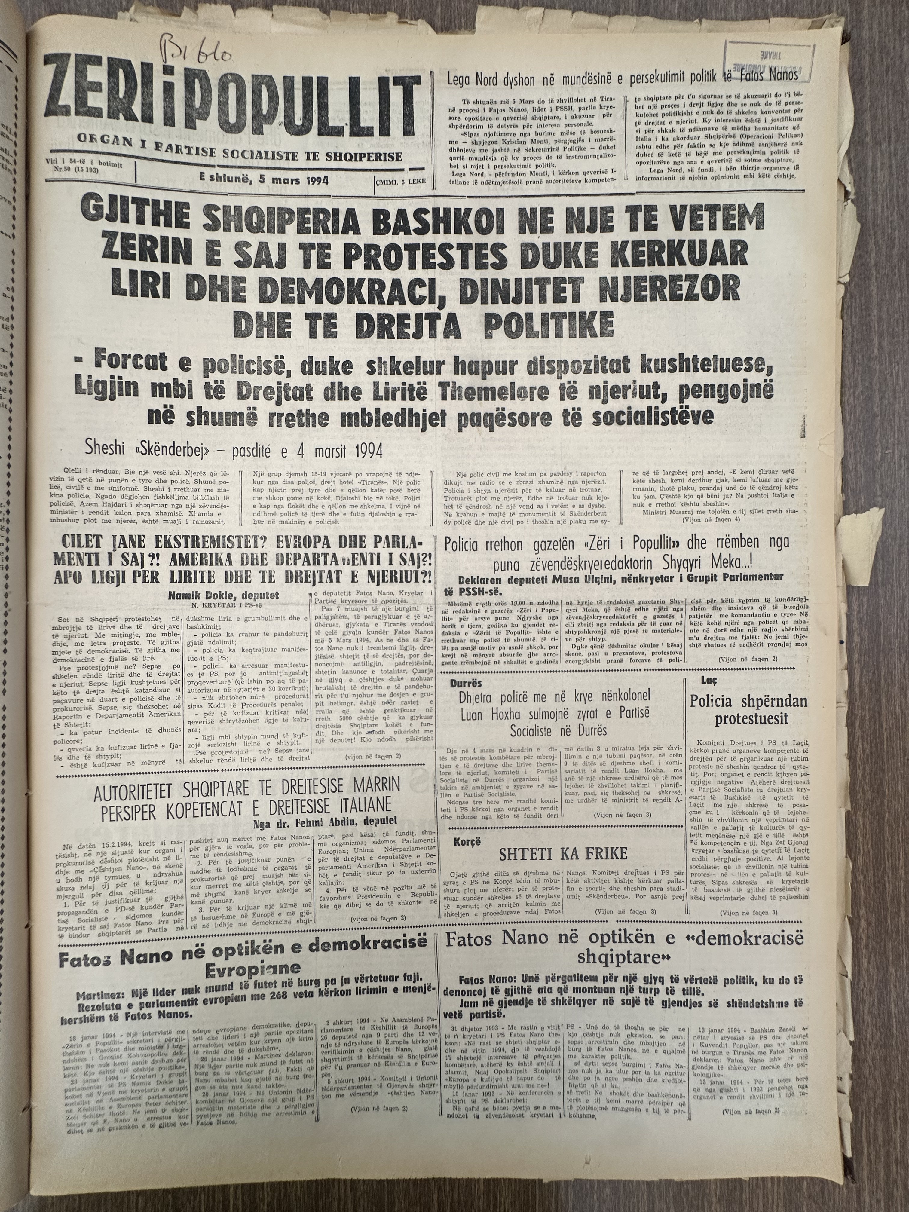 Zëri i Popullit 1994-03-05