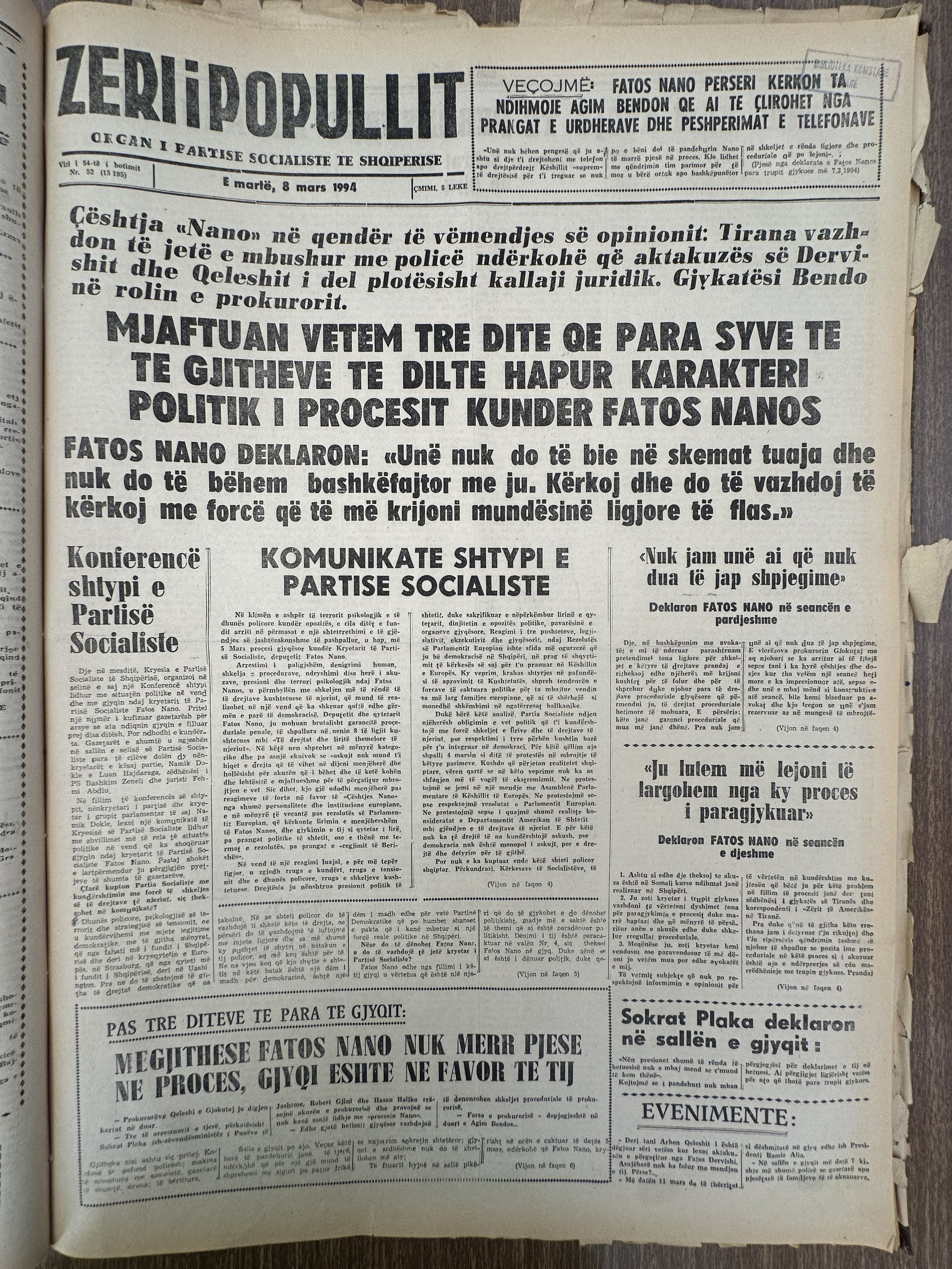 Zëri i Popullit 1994-03-08