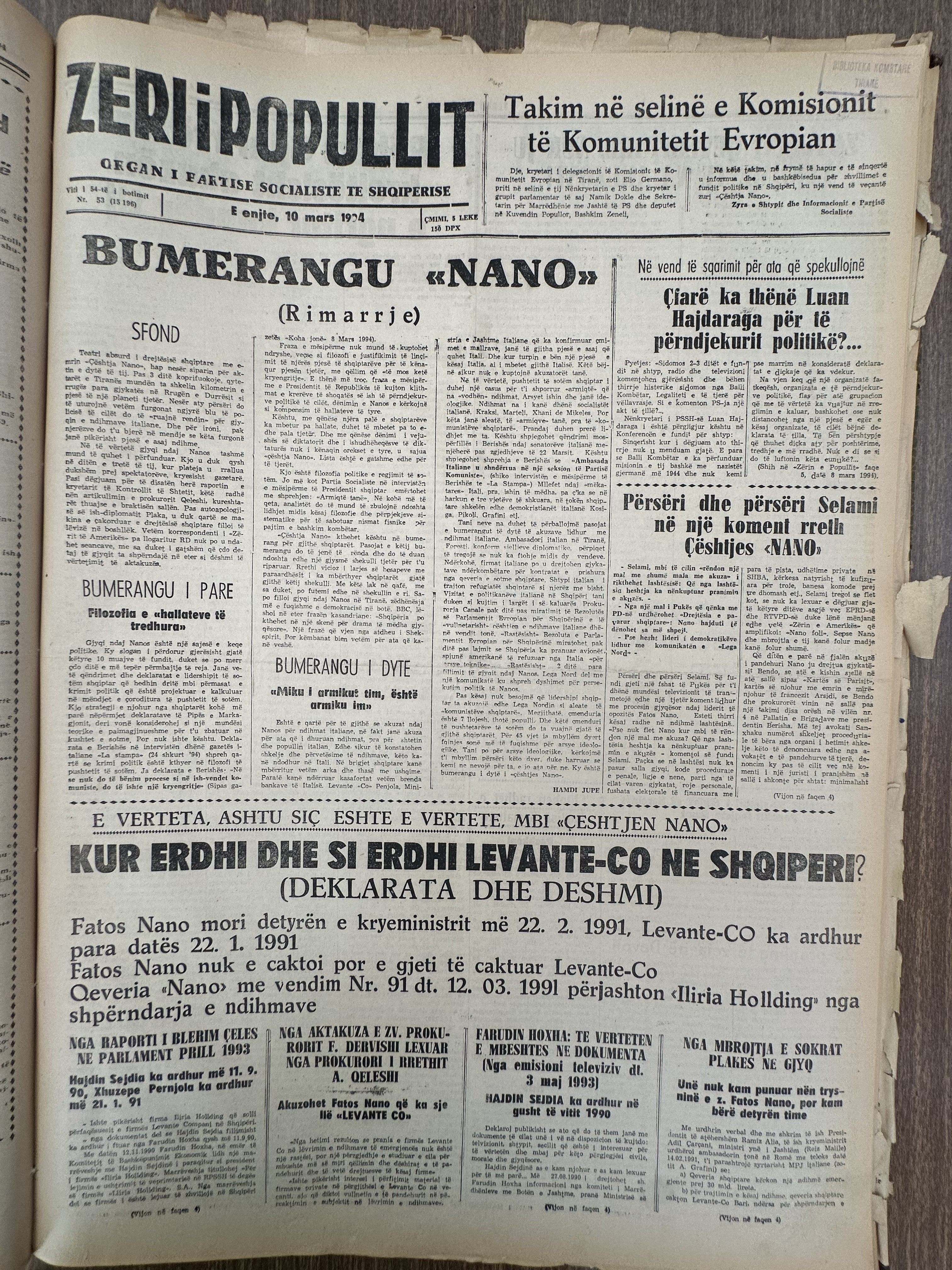 Zëri i Popullit 1994-03-10