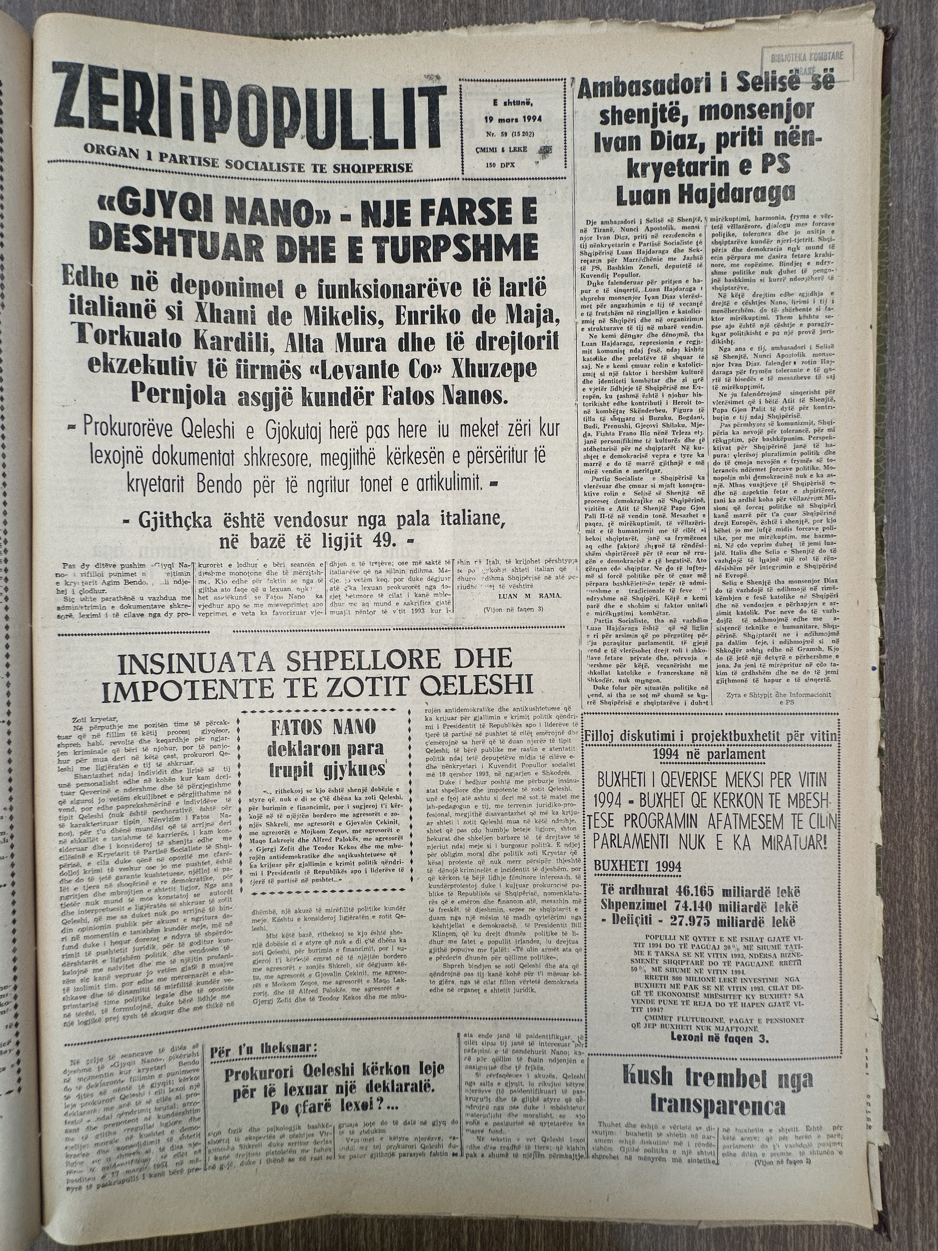 Zëri i Popullit 1994-03-19