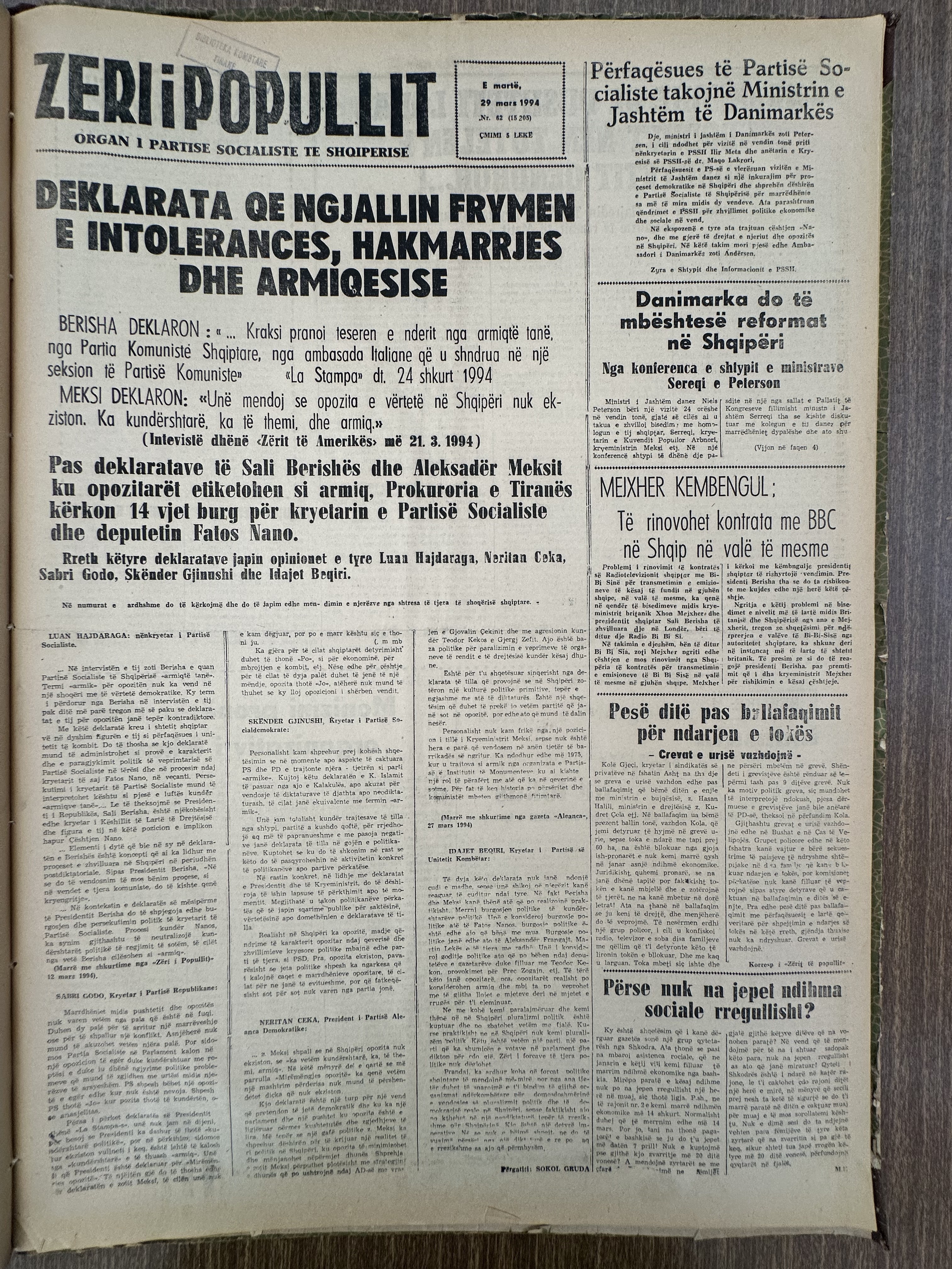 Zëri i Popullit 1994-03-29