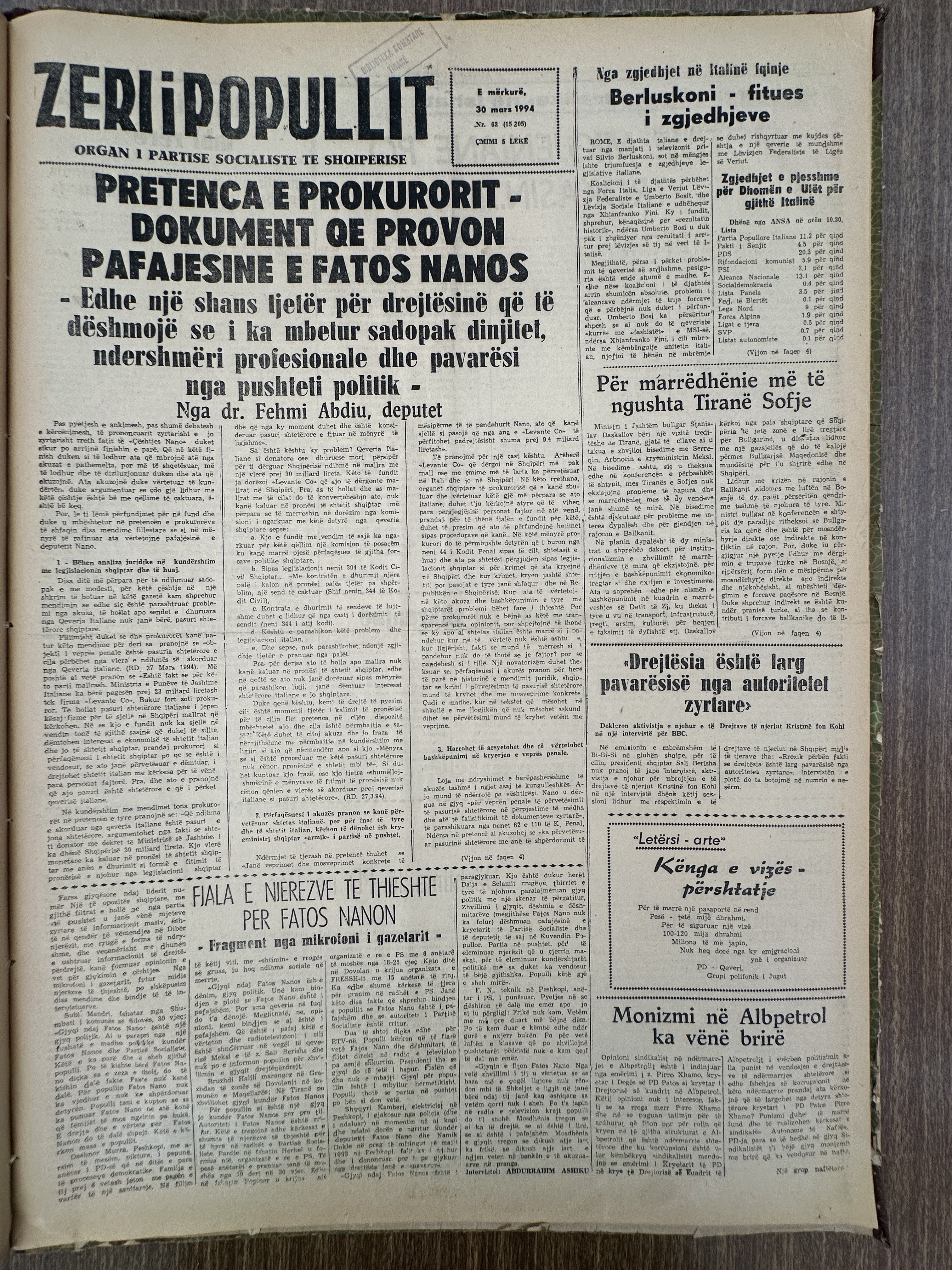 Zëri i Popullit 1994-03-30