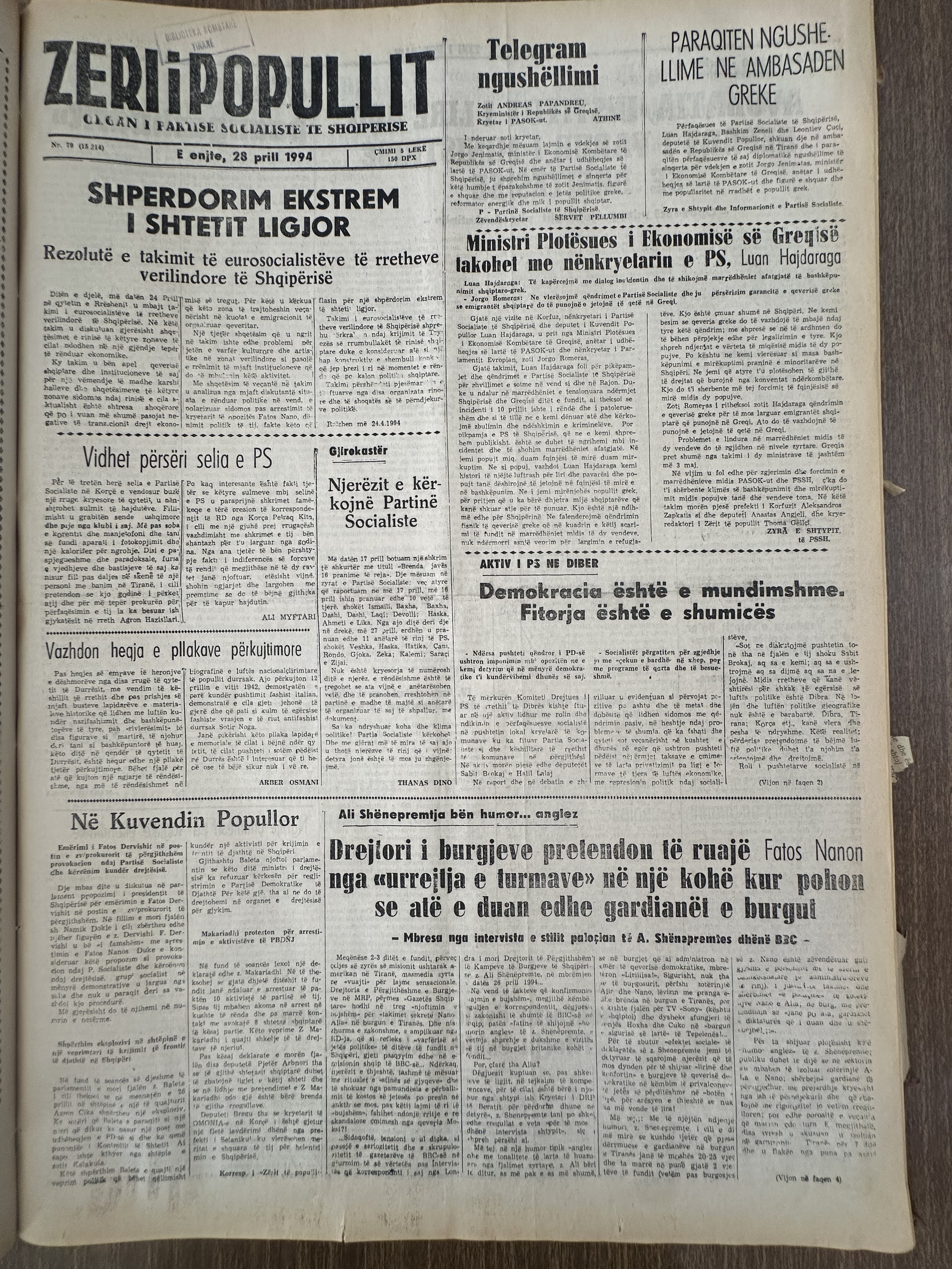 Zëri i Popullit 1994-04-28