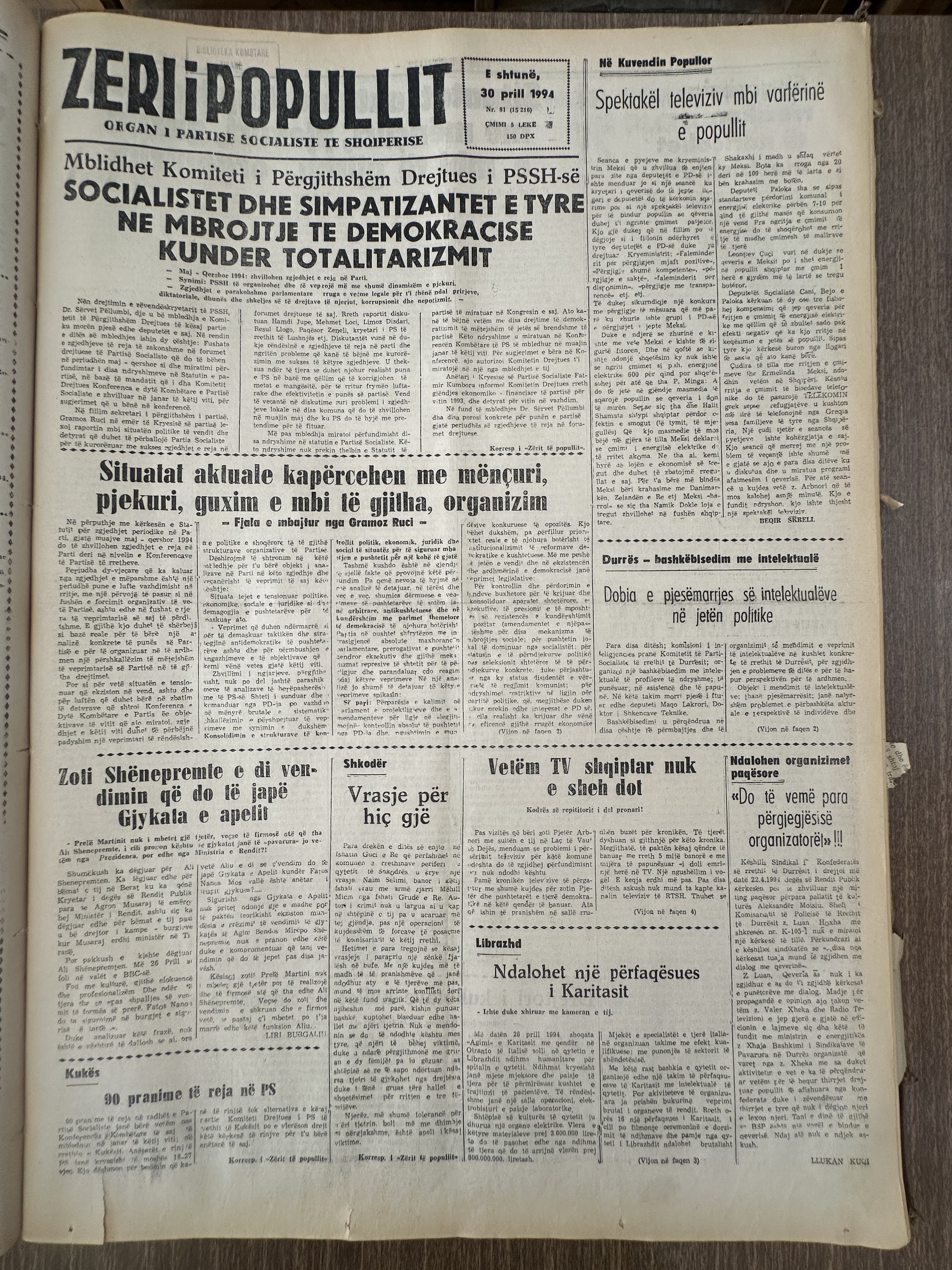 Zëri i Popullit 1992-04-30