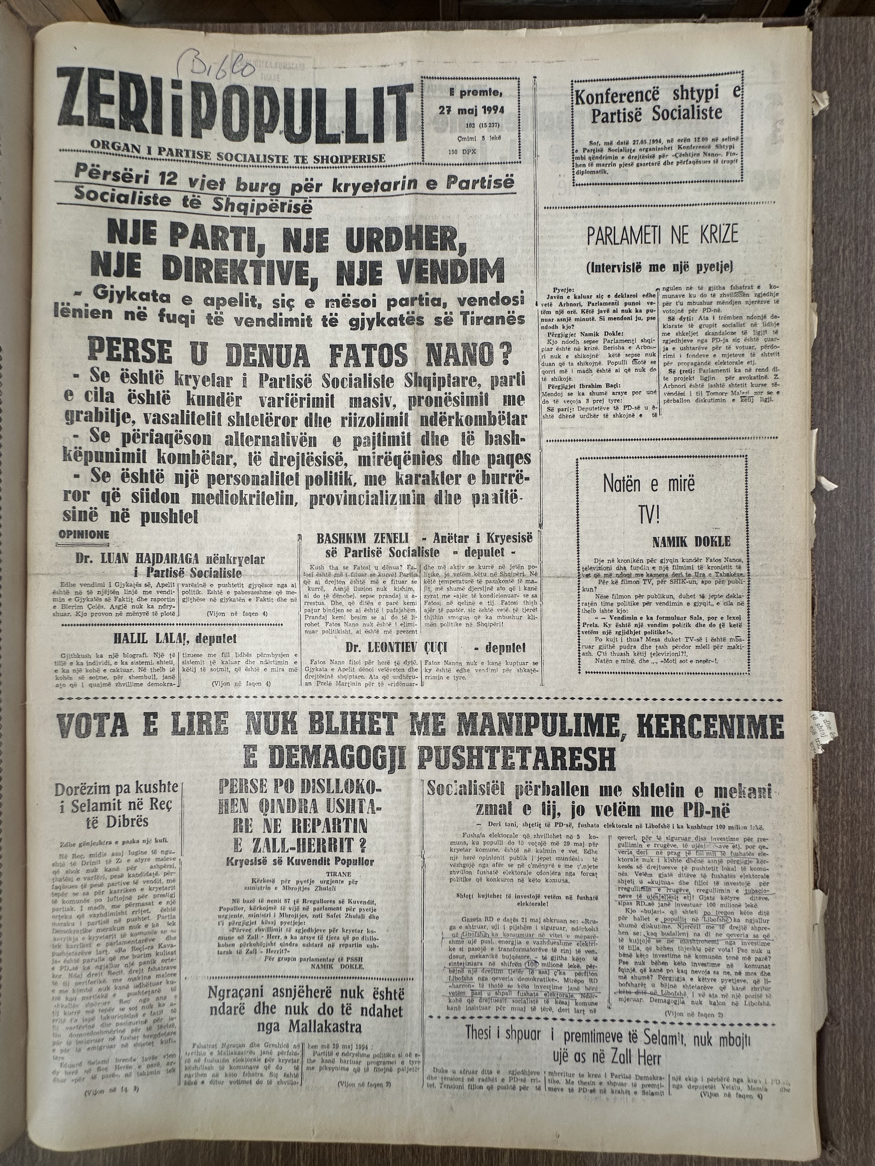 Zëri i Popullit 1994-05-23