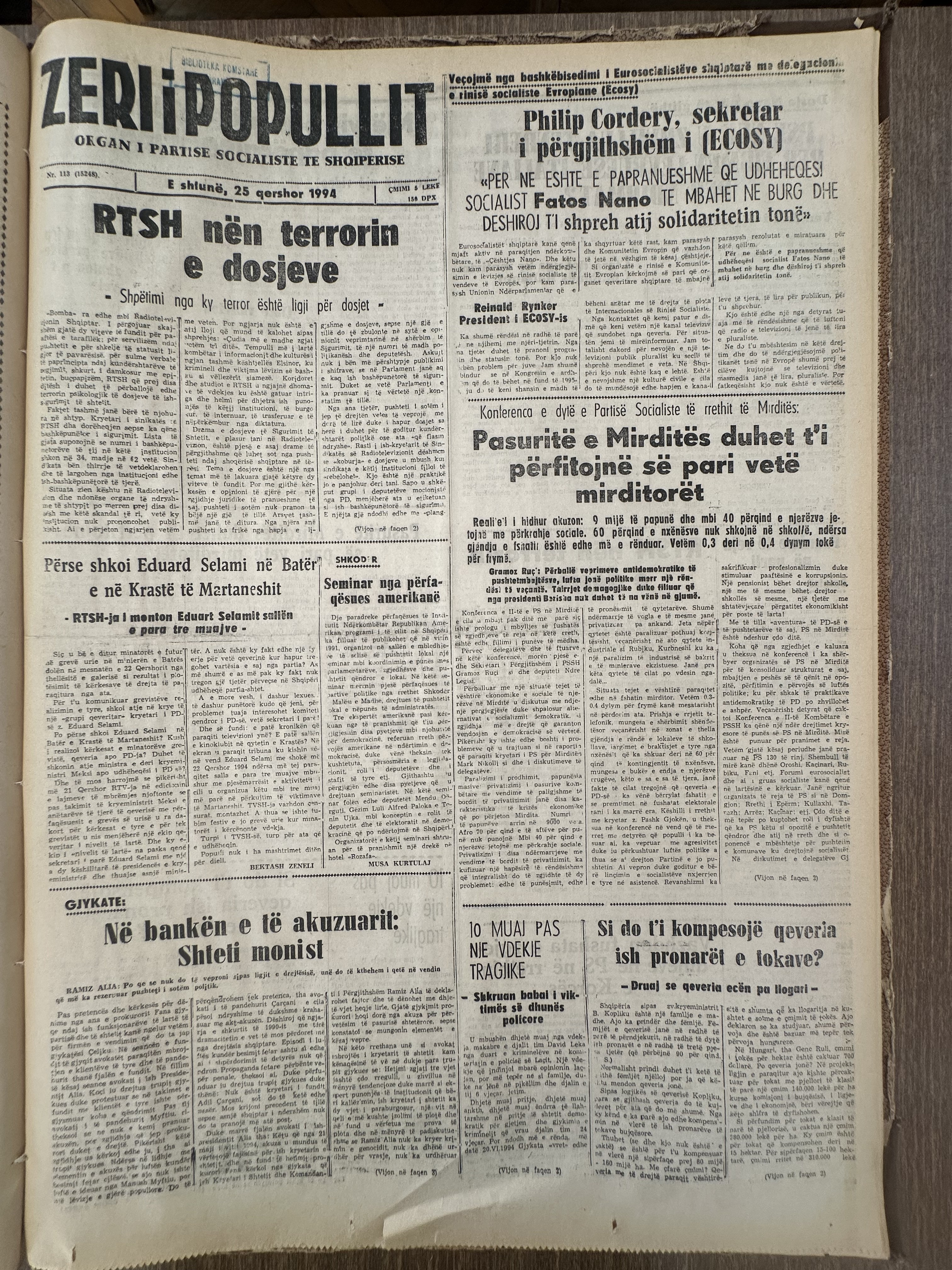 Zëri i Popullit 1994-06-25