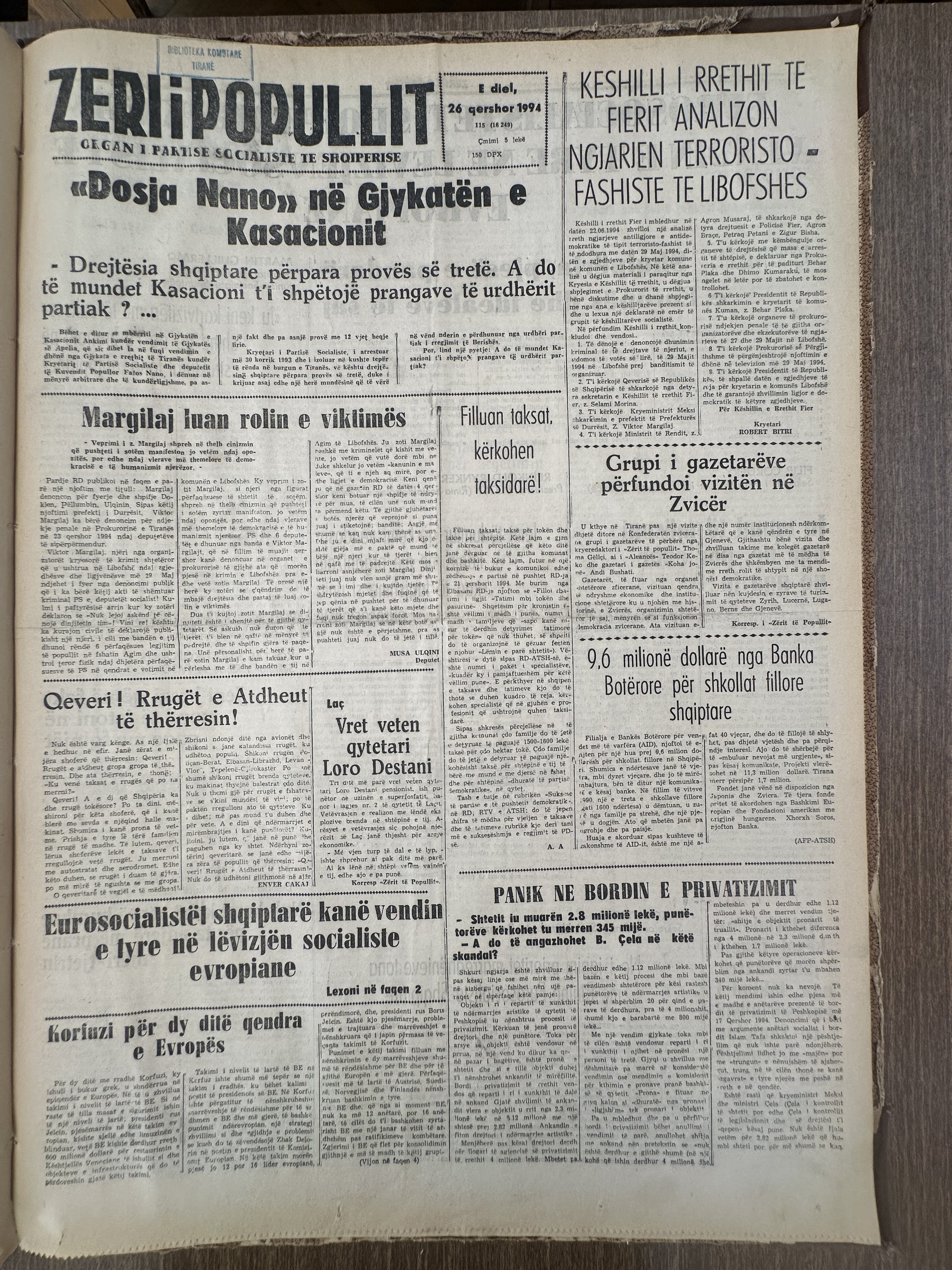 Zëri i Popullit 1994-06-26