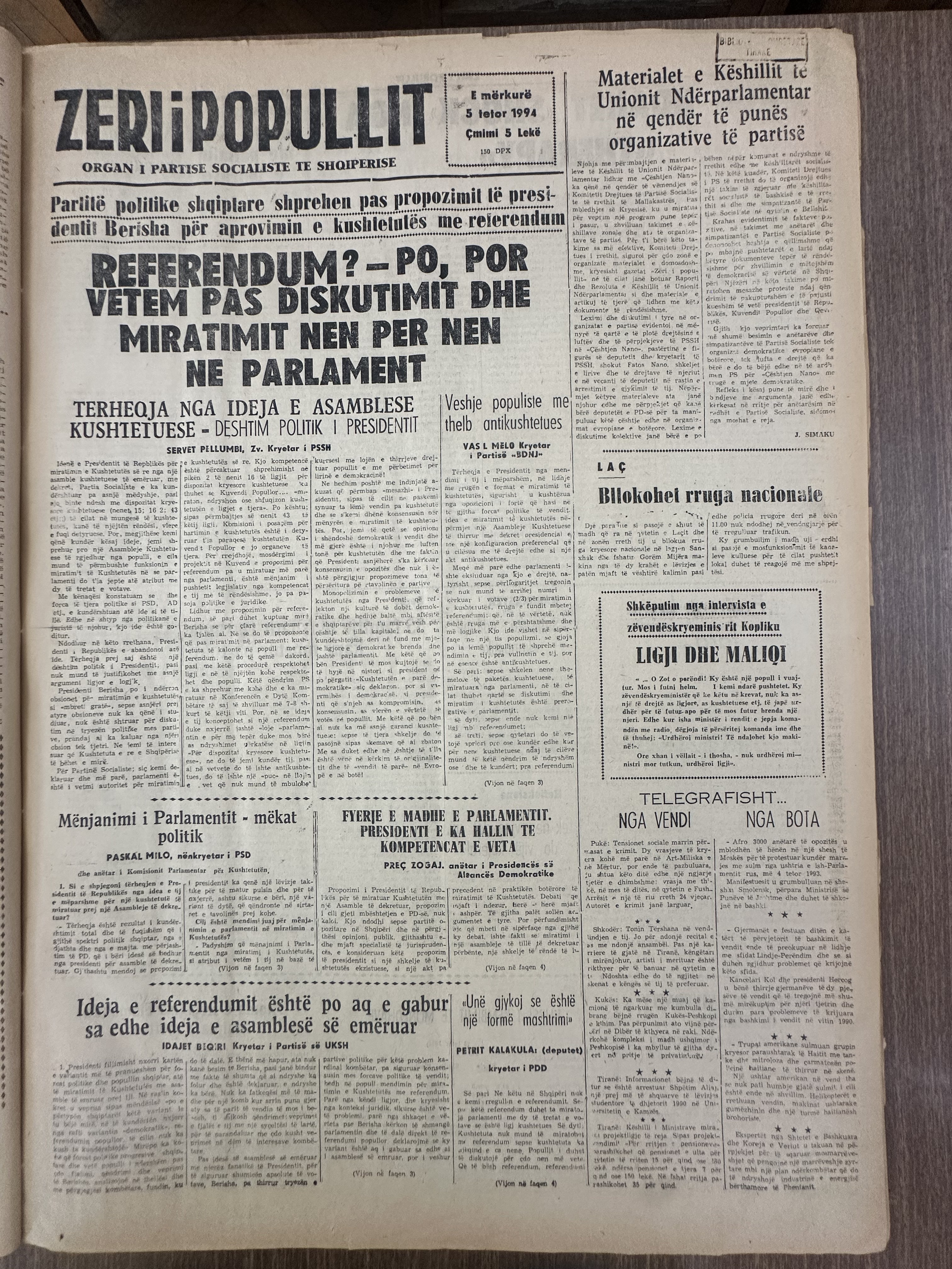 Zëri i Popullit 1994-01-05