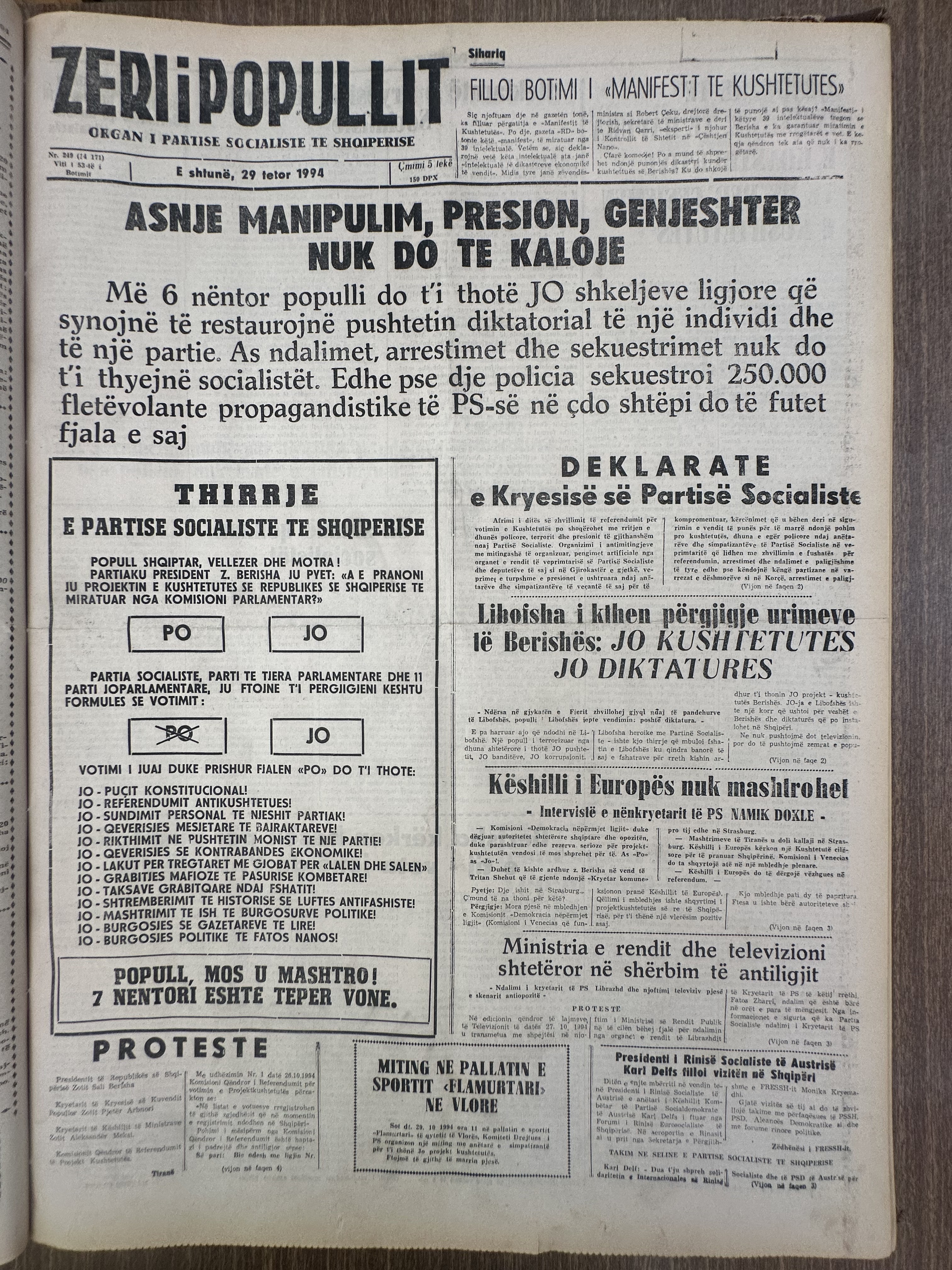 Zëri i Popullit 1994-10-29