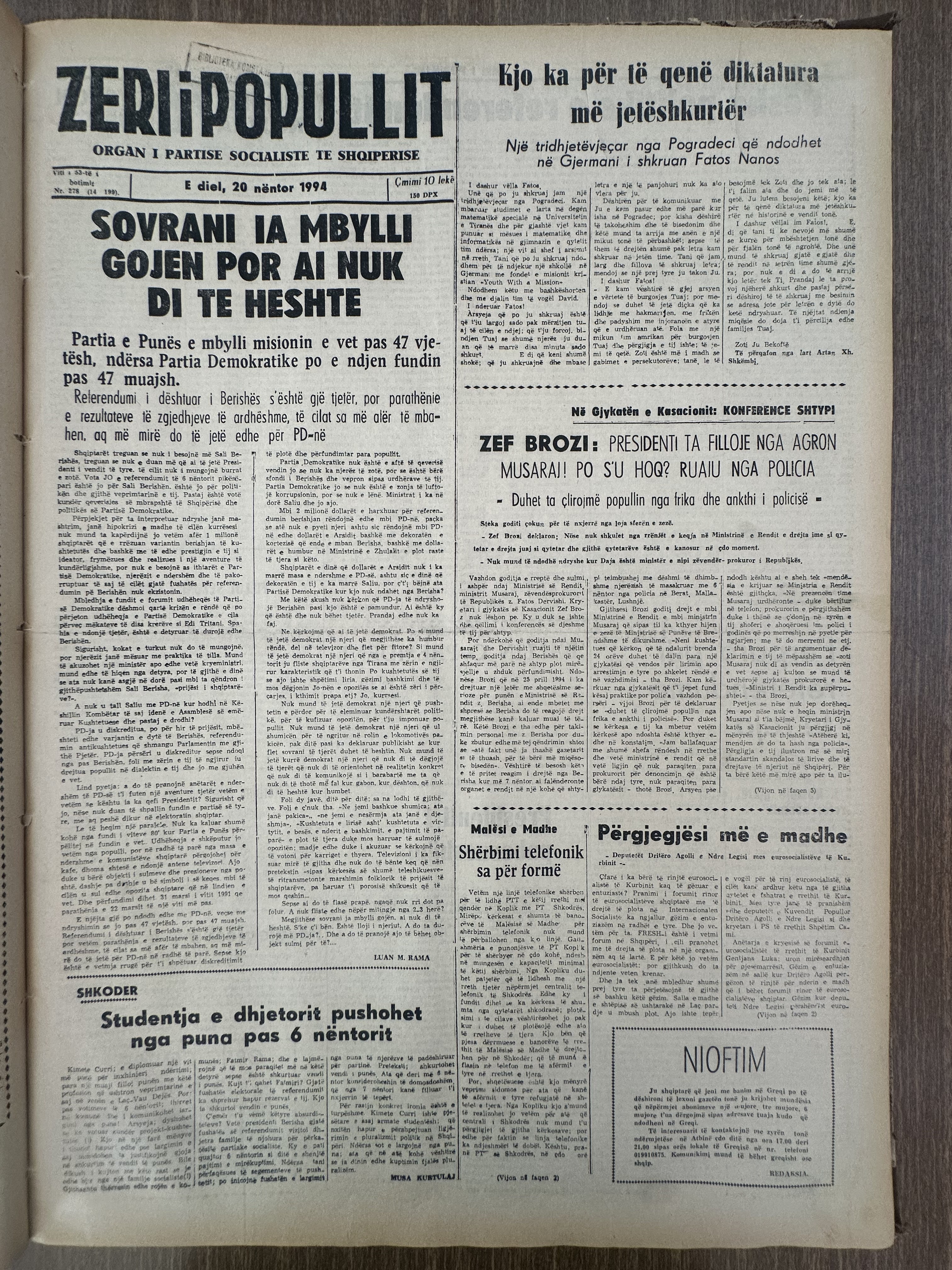 Zëri i Popullit 1994-11-20