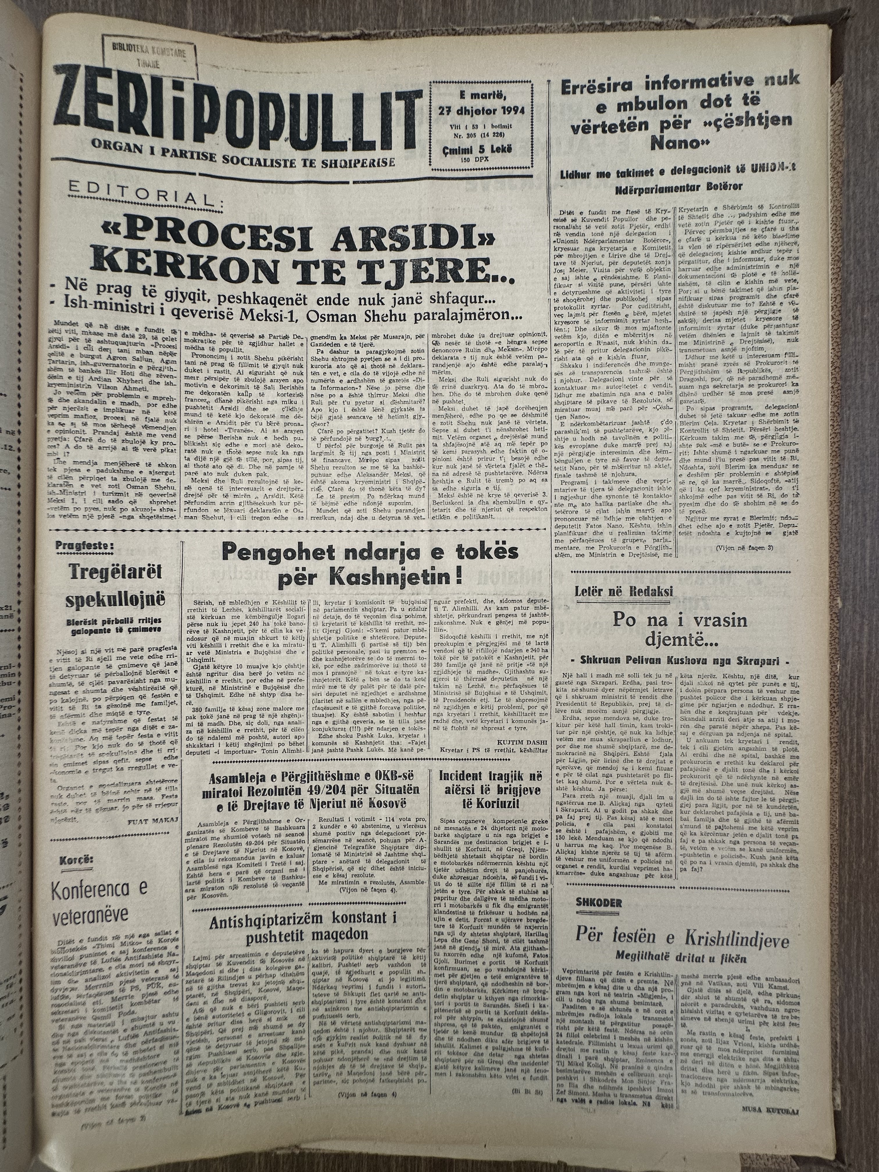 Zëri i Popullit 1994-12-27