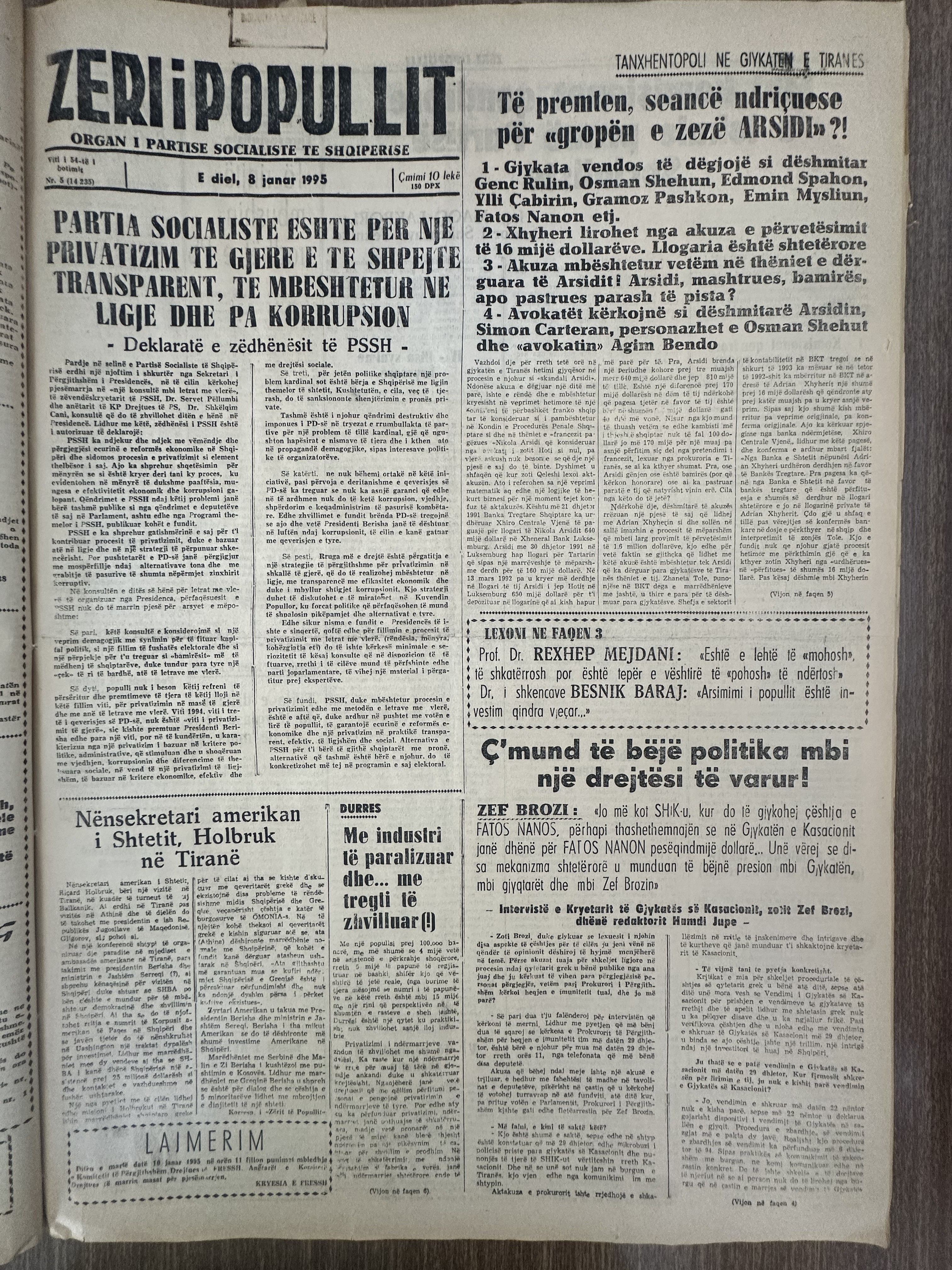 Zëri i Popullit 1995-01-08