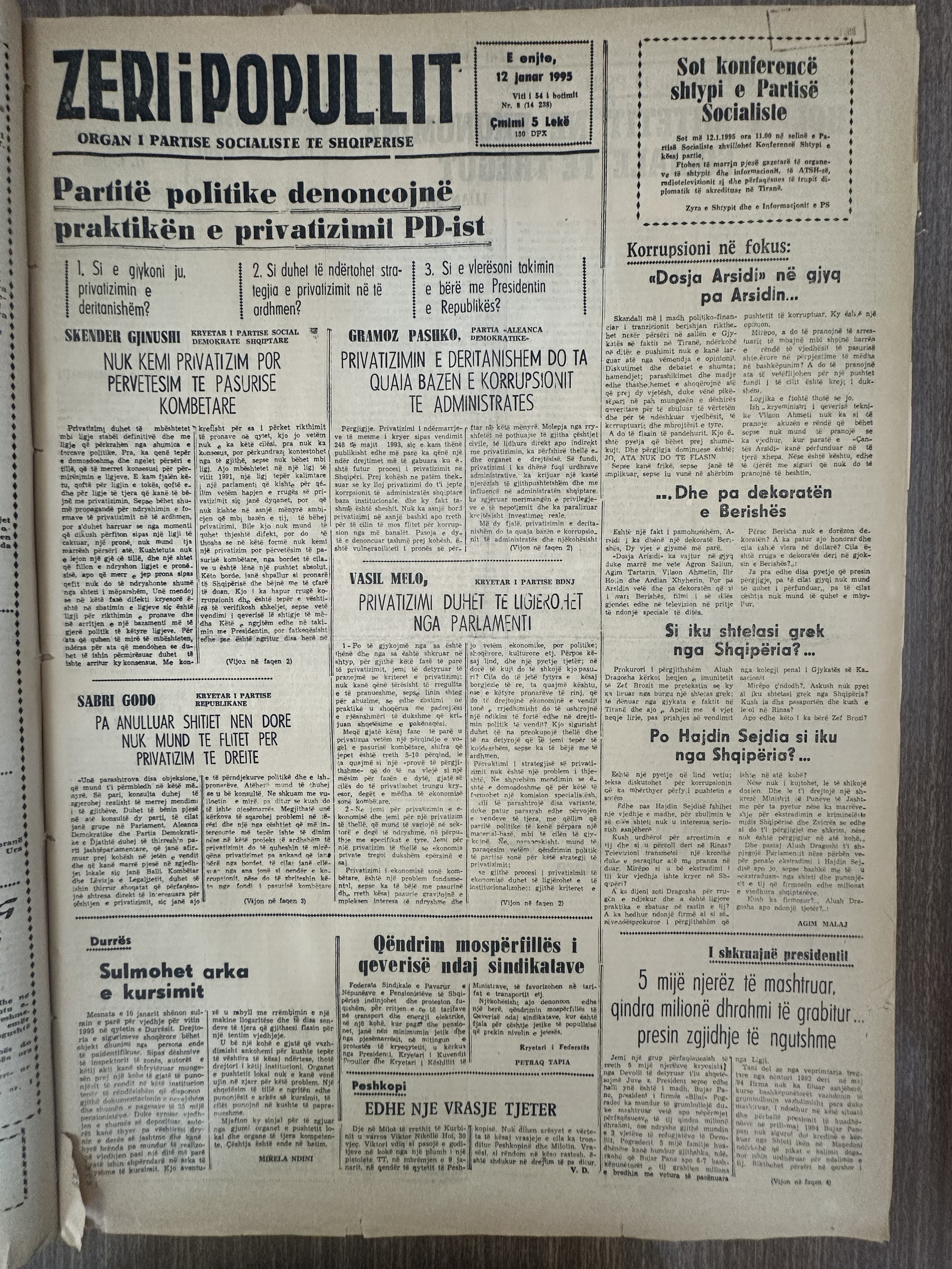 Zëri i Popullit 1995-01-12