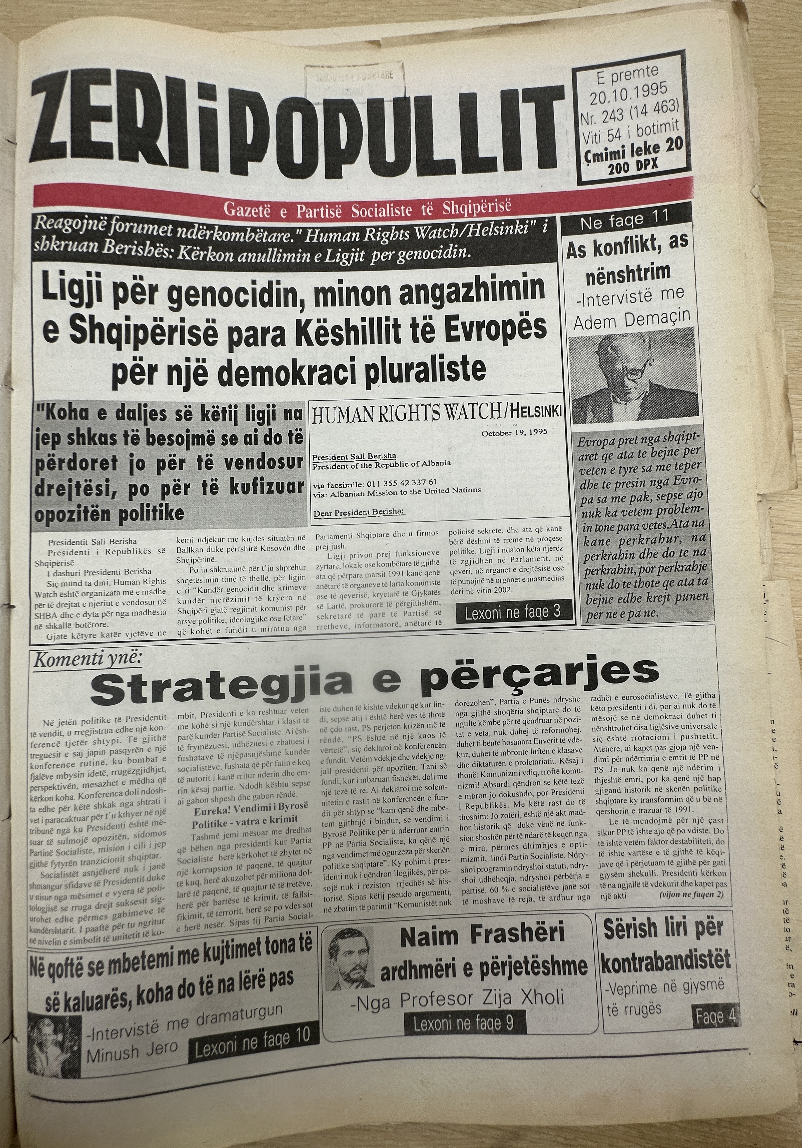 Zëri i Popullit 1995-10-20
