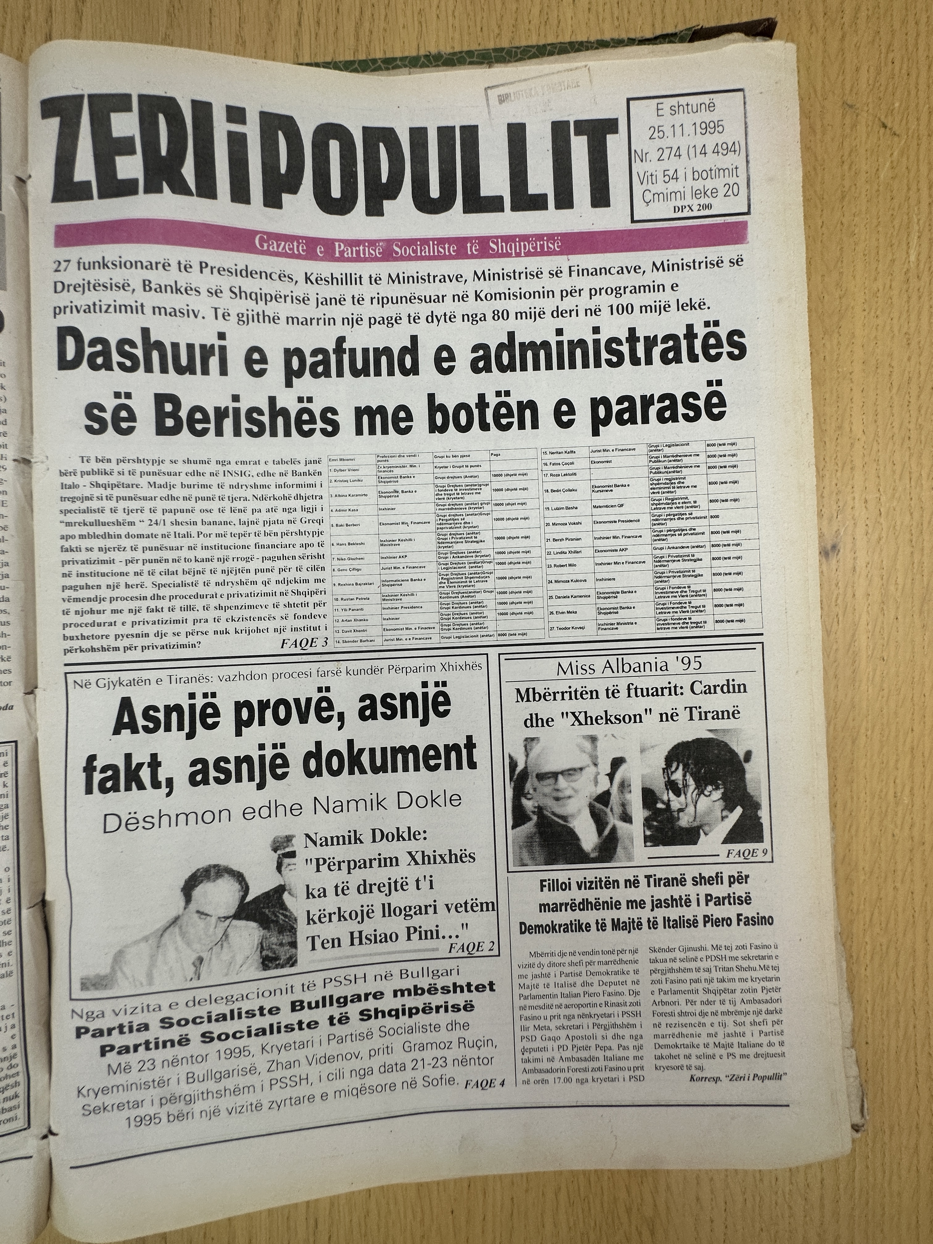 Zëri i Popullit 1995-11-25