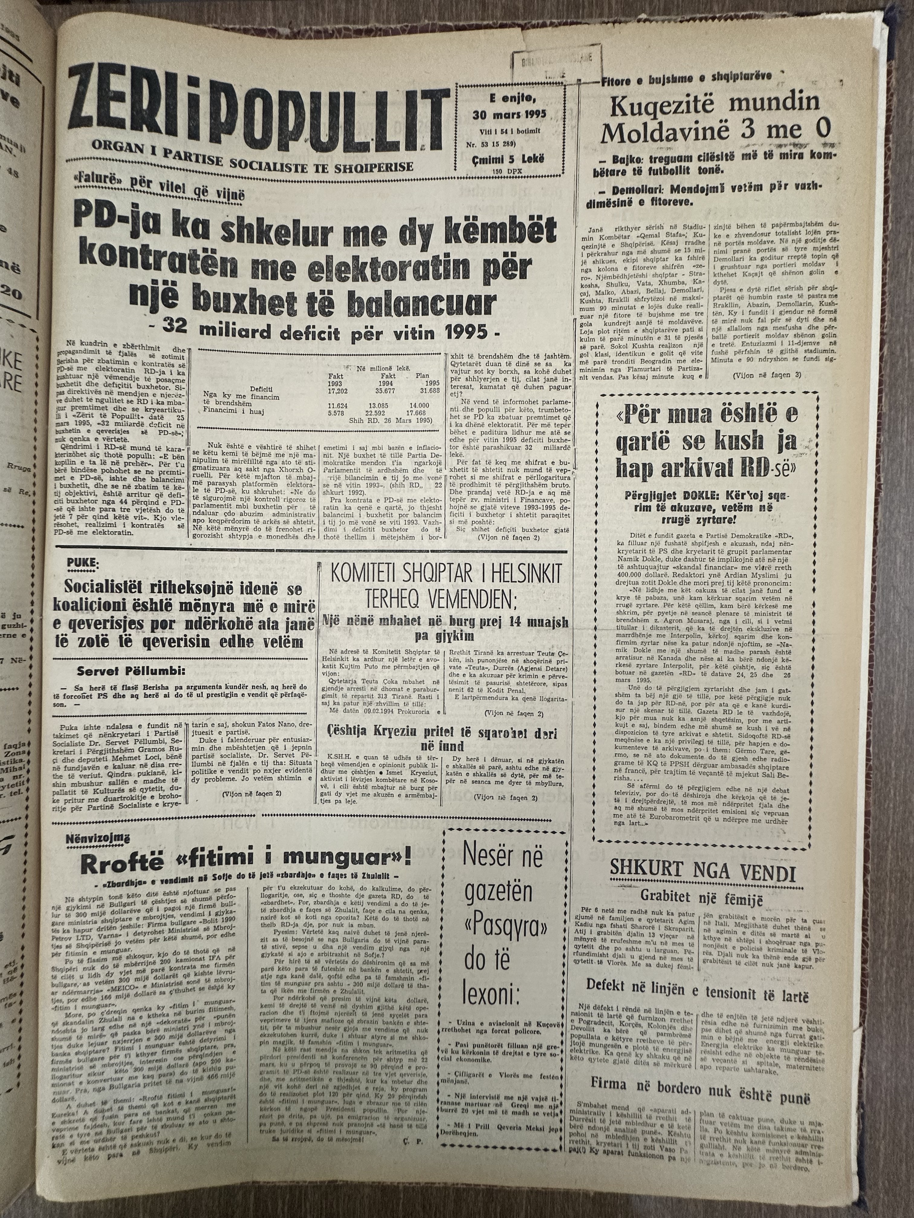 Zëri i Popullit 1995-03-30