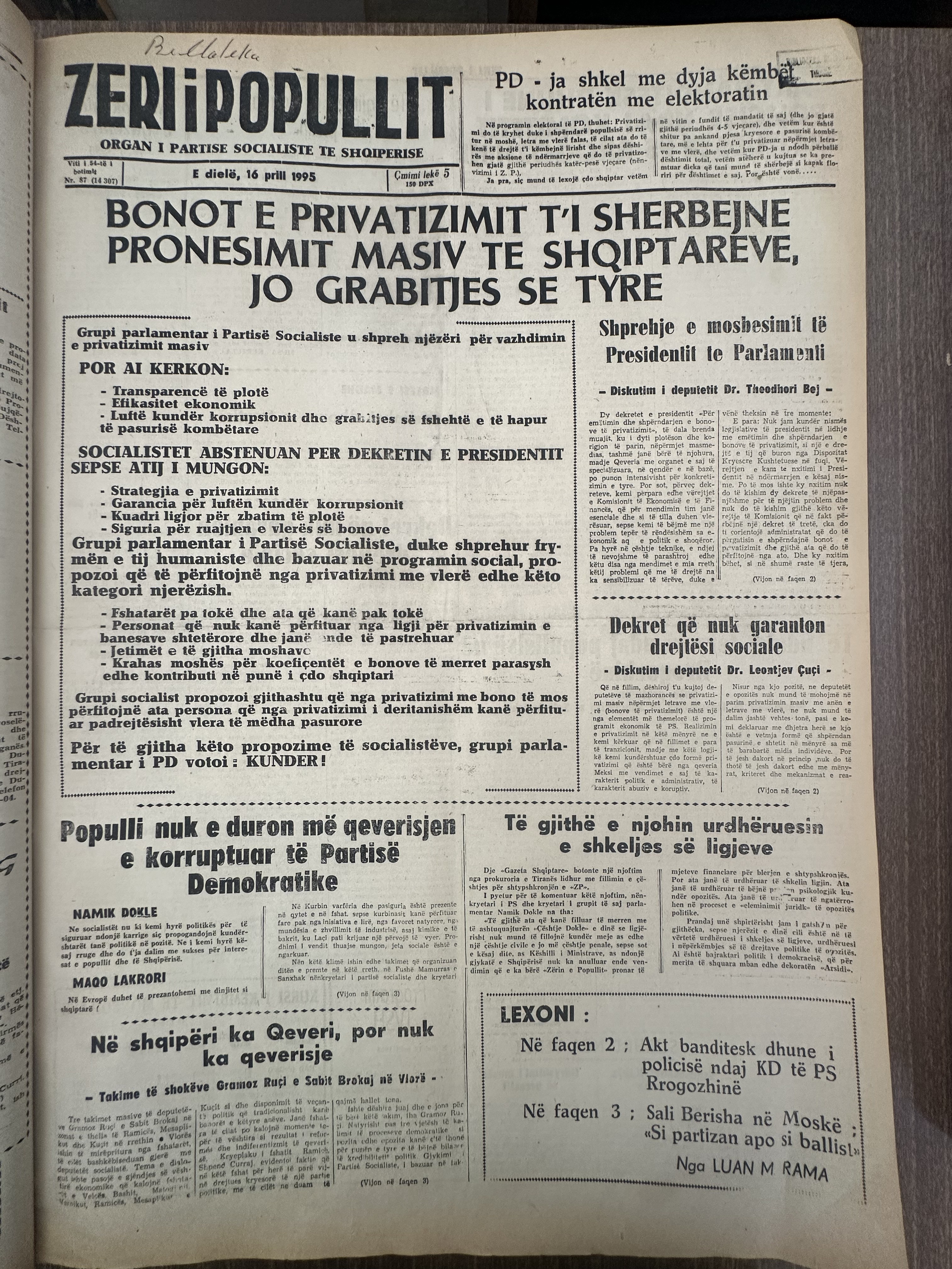 Zëri i Popullit 1995-04-16
