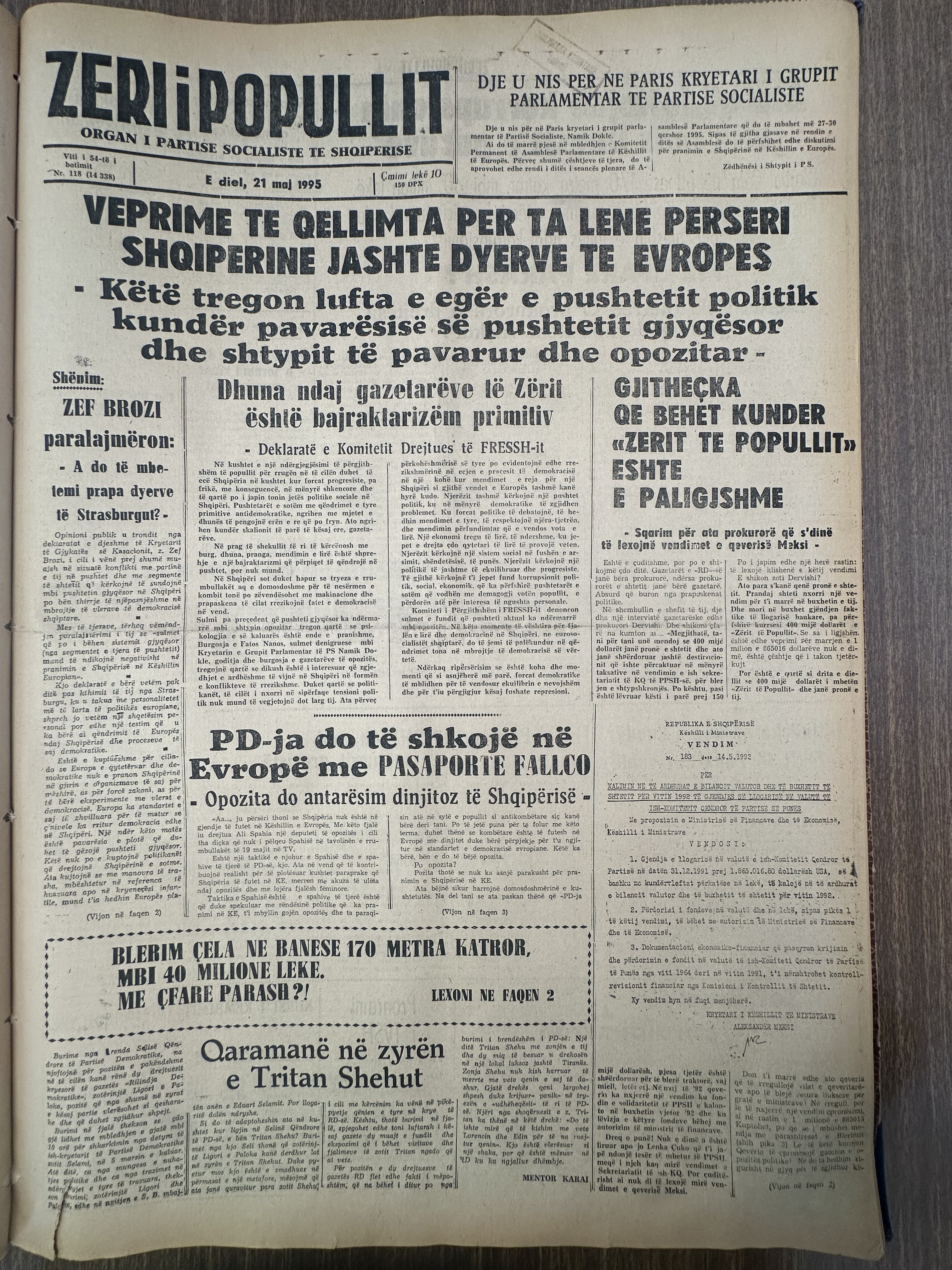 Zëri i Popullit 1995-05-21