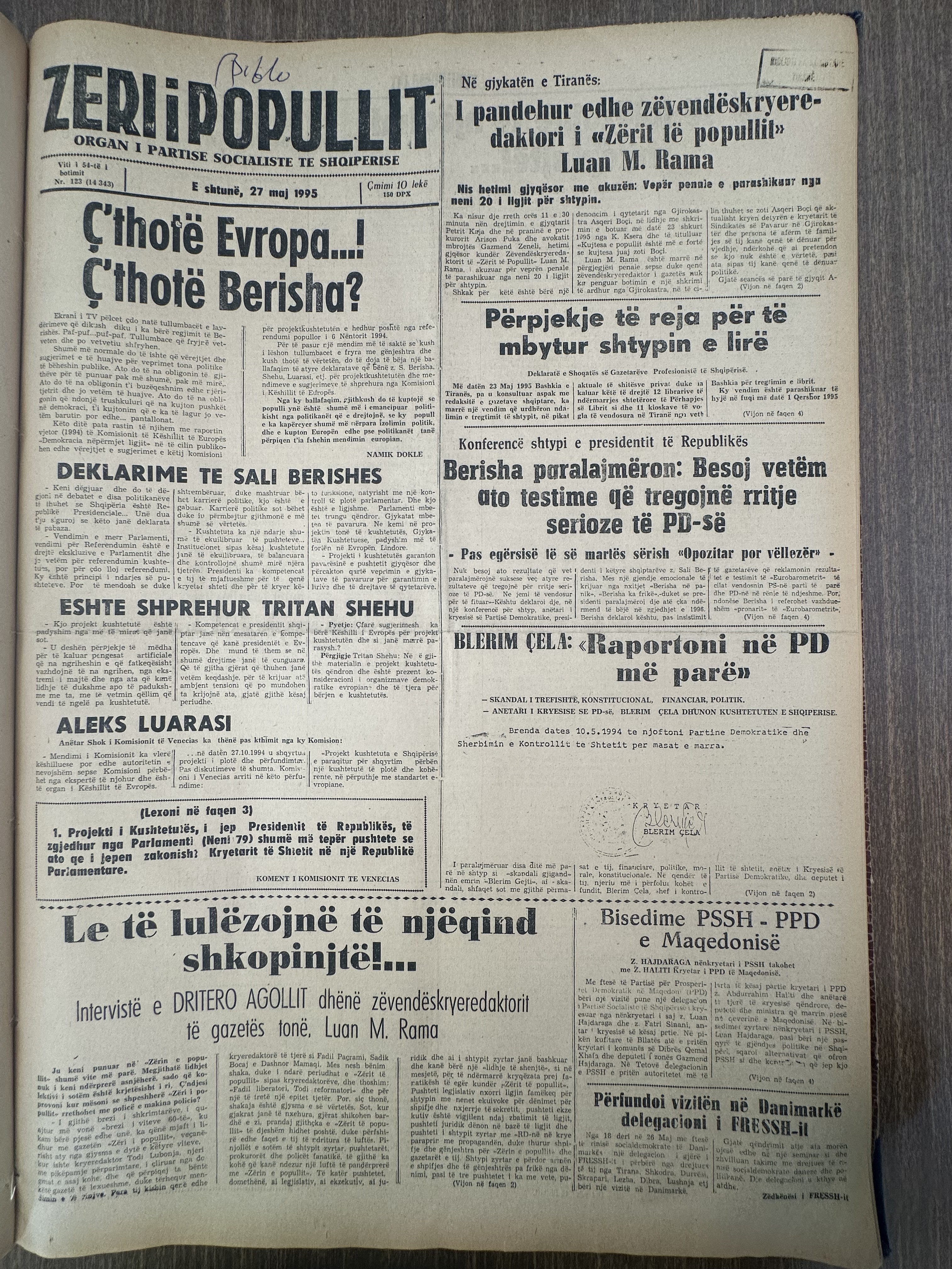 Zëri i Popullit 1995-05-27