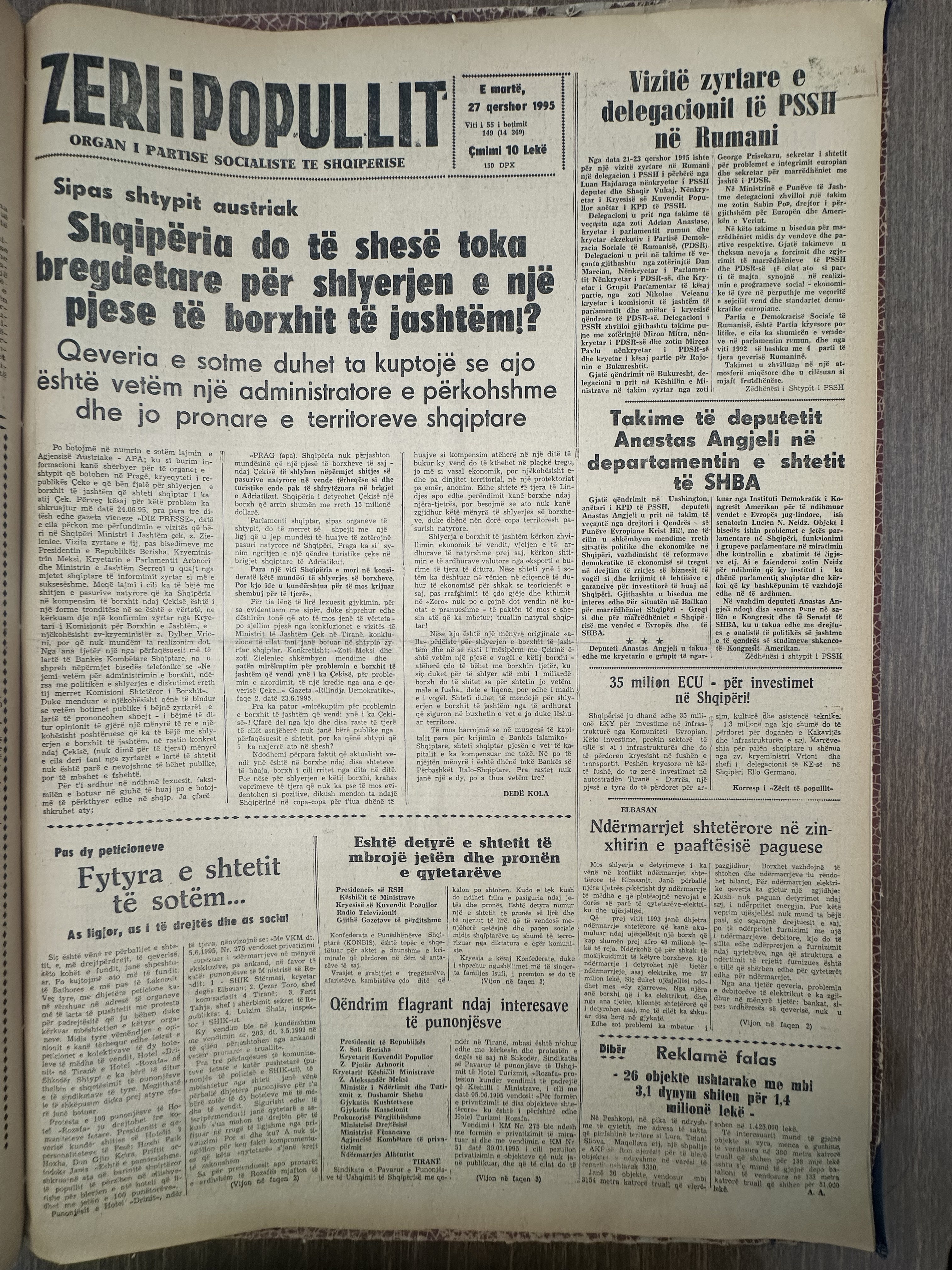 Zëri i Popullit 1995-06-27