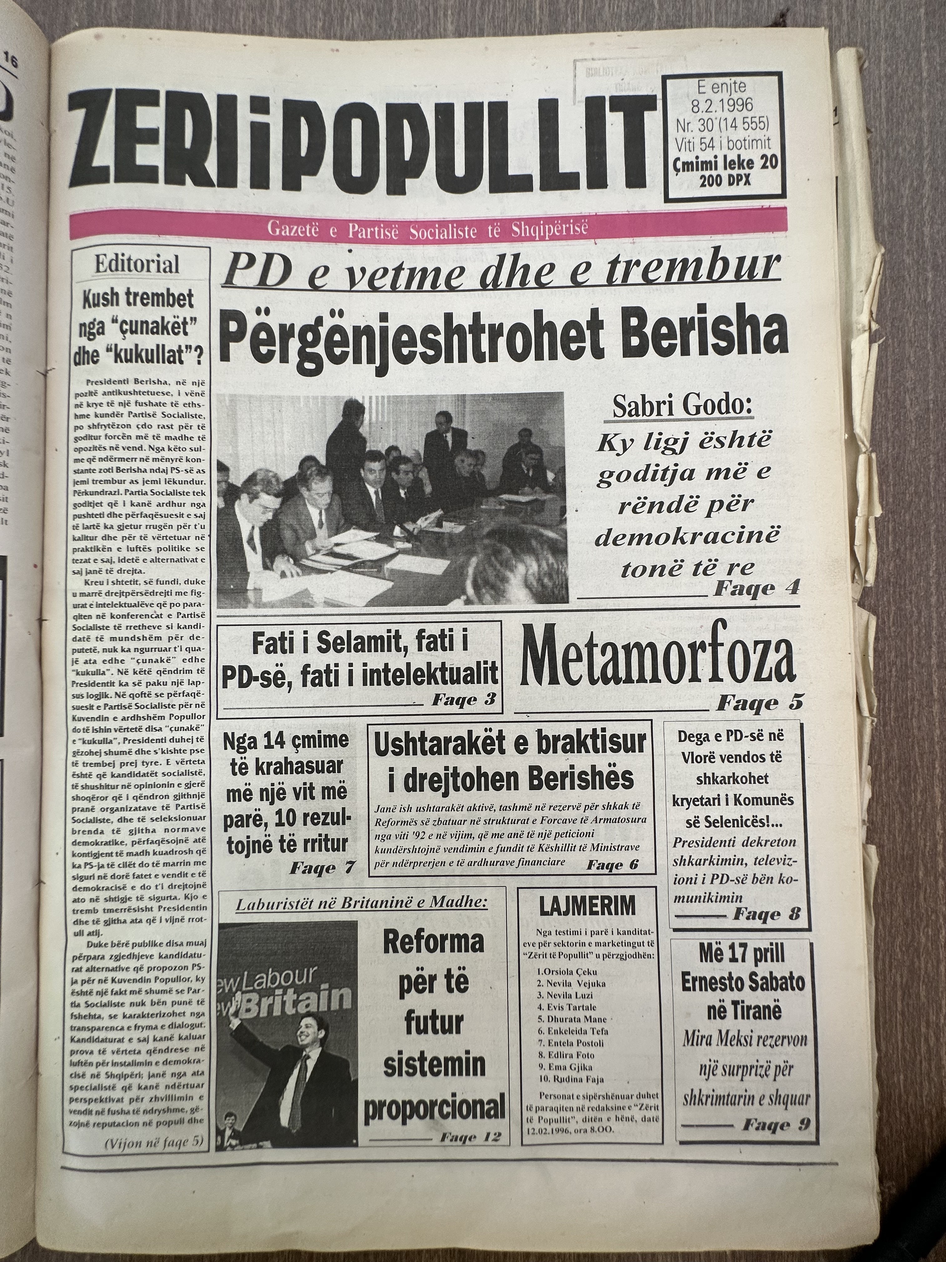 Zëri i Popullit 1996-02-08
