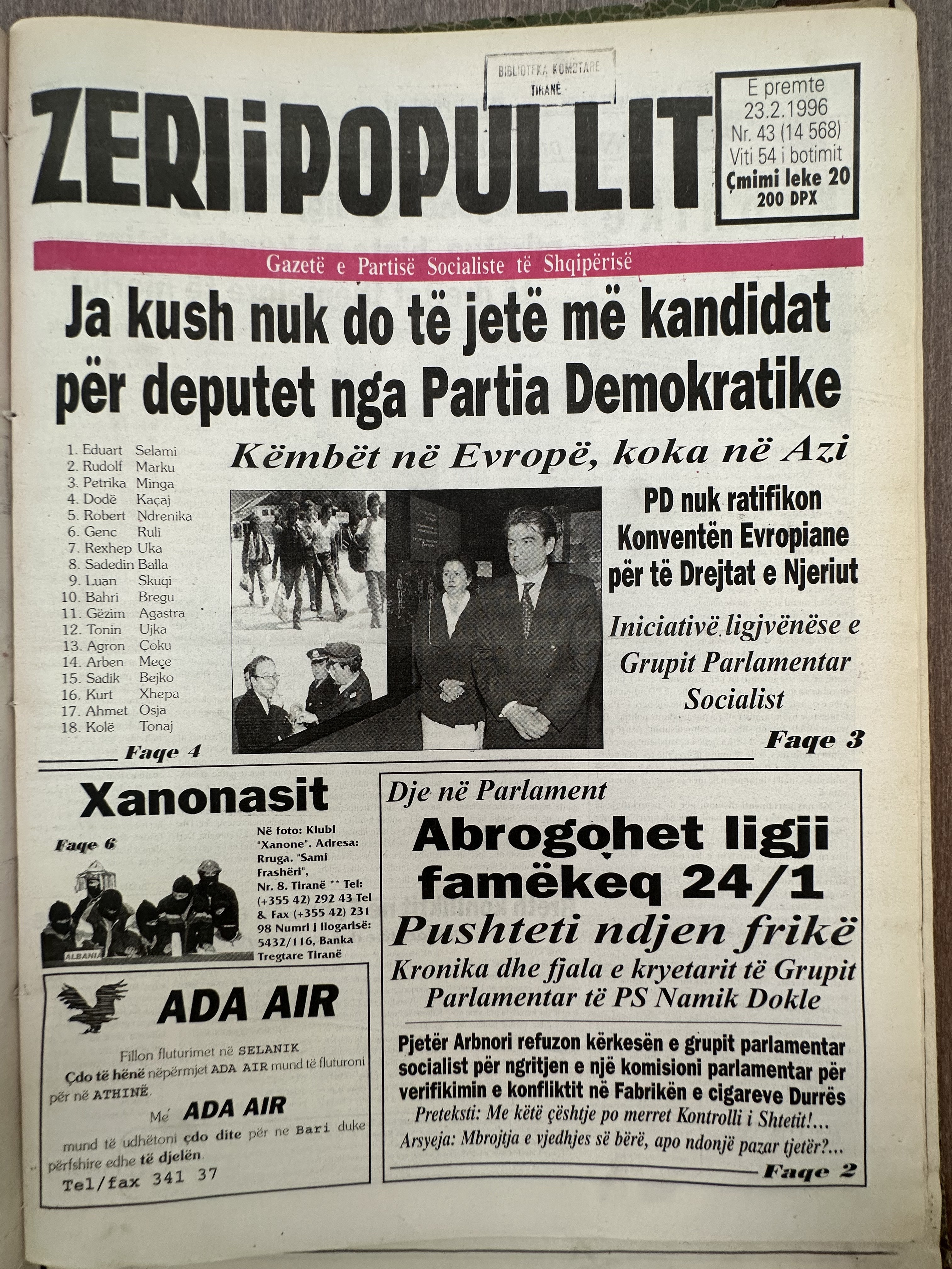 Zëri i Popullit 1996-02-23