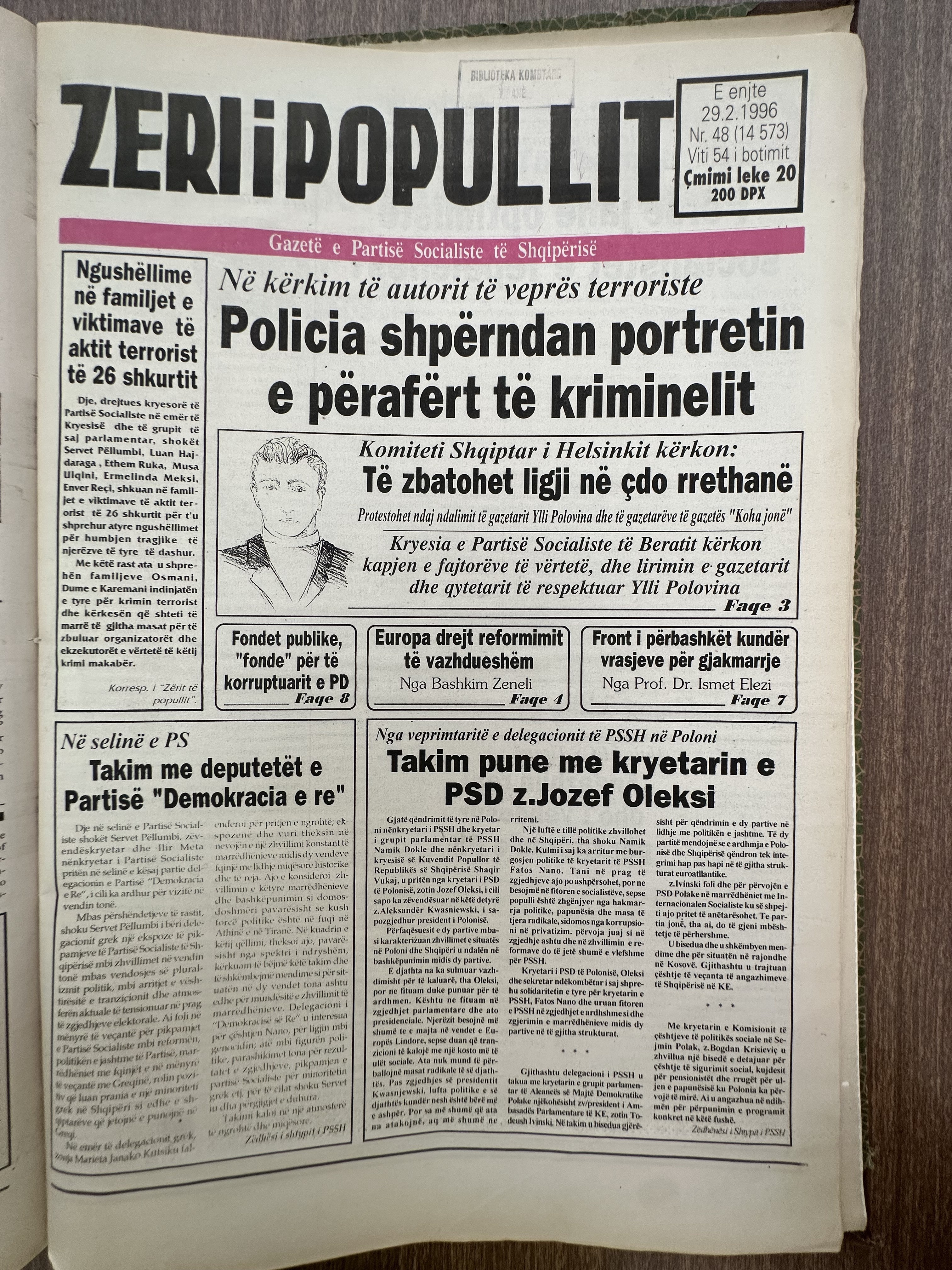 Zëri i Popullit 1996-02-29