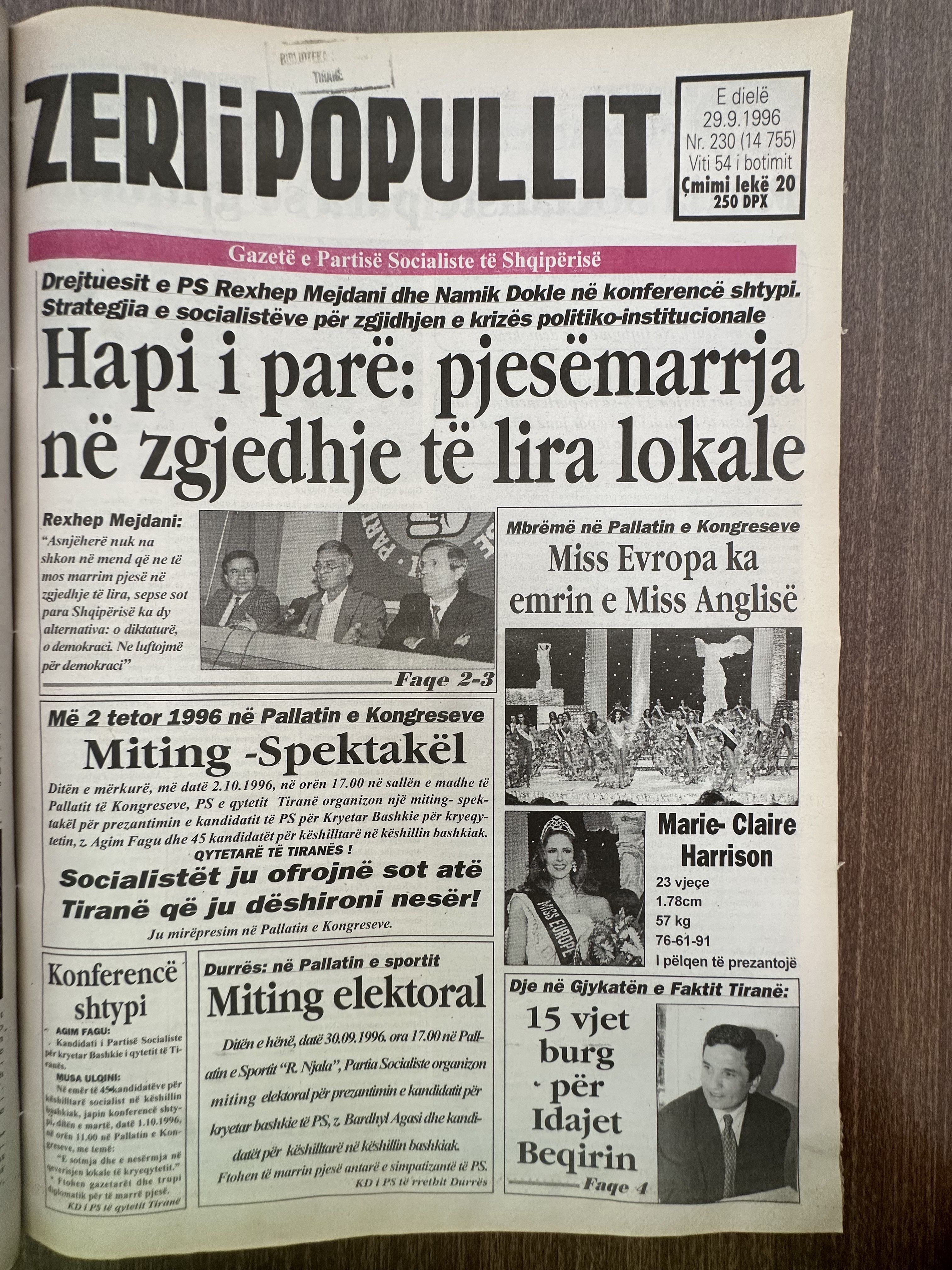 Zëri i Popullit 1996-09-29