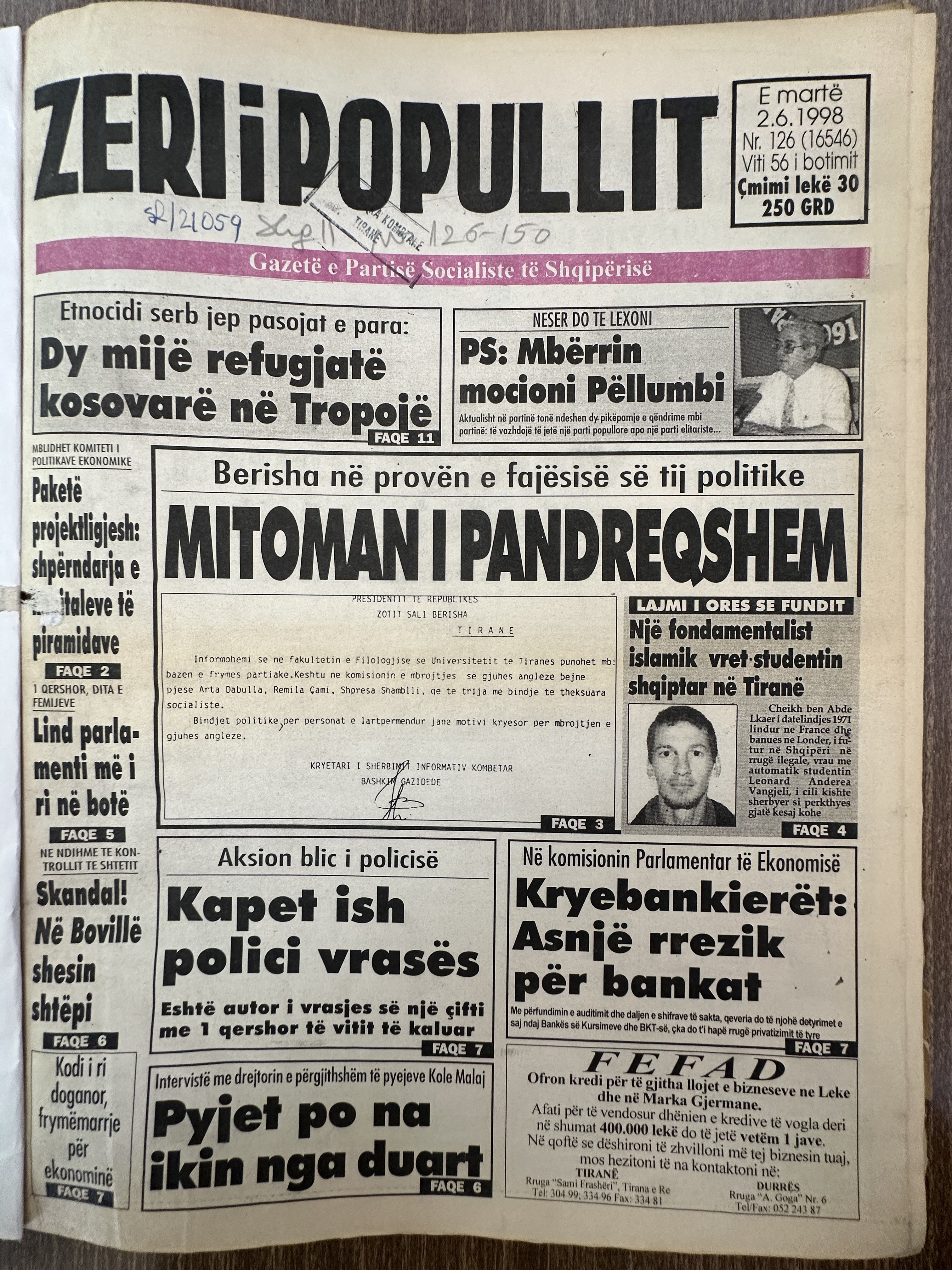 Zëri i Popullit 1998-05-26