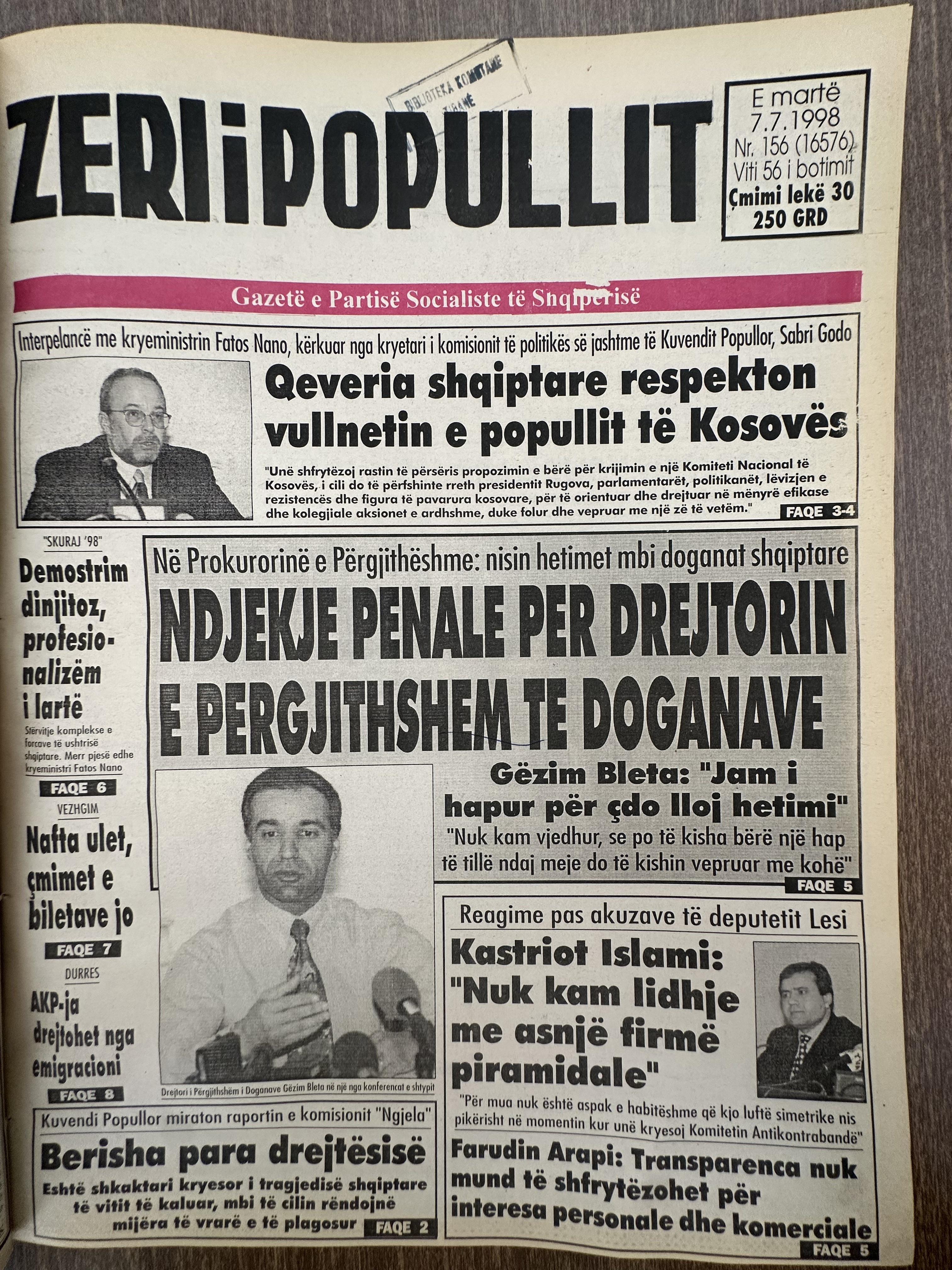 Zëri i Popullit 1998-07-07