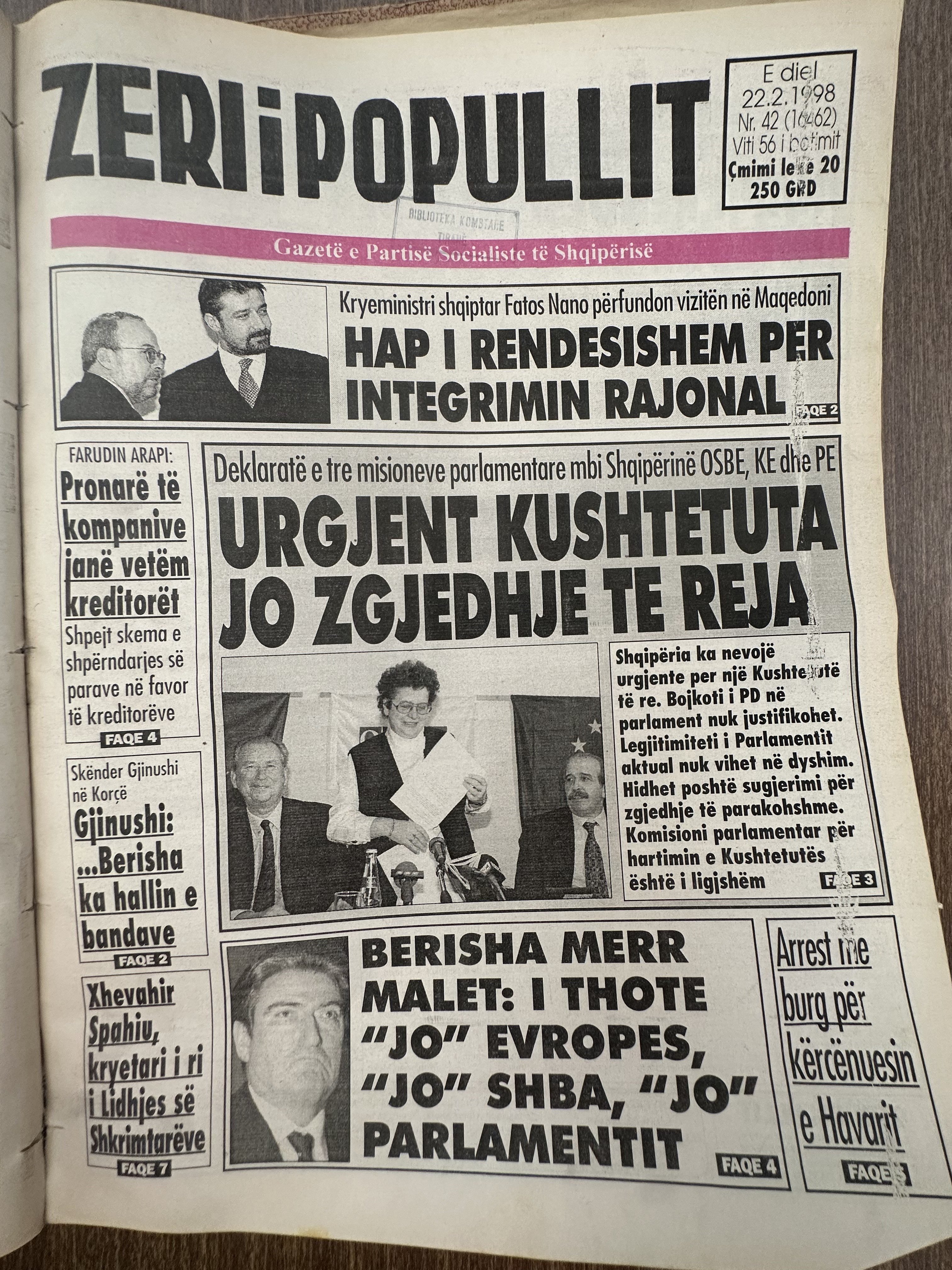 Zëri i Popullit 1998-02-22