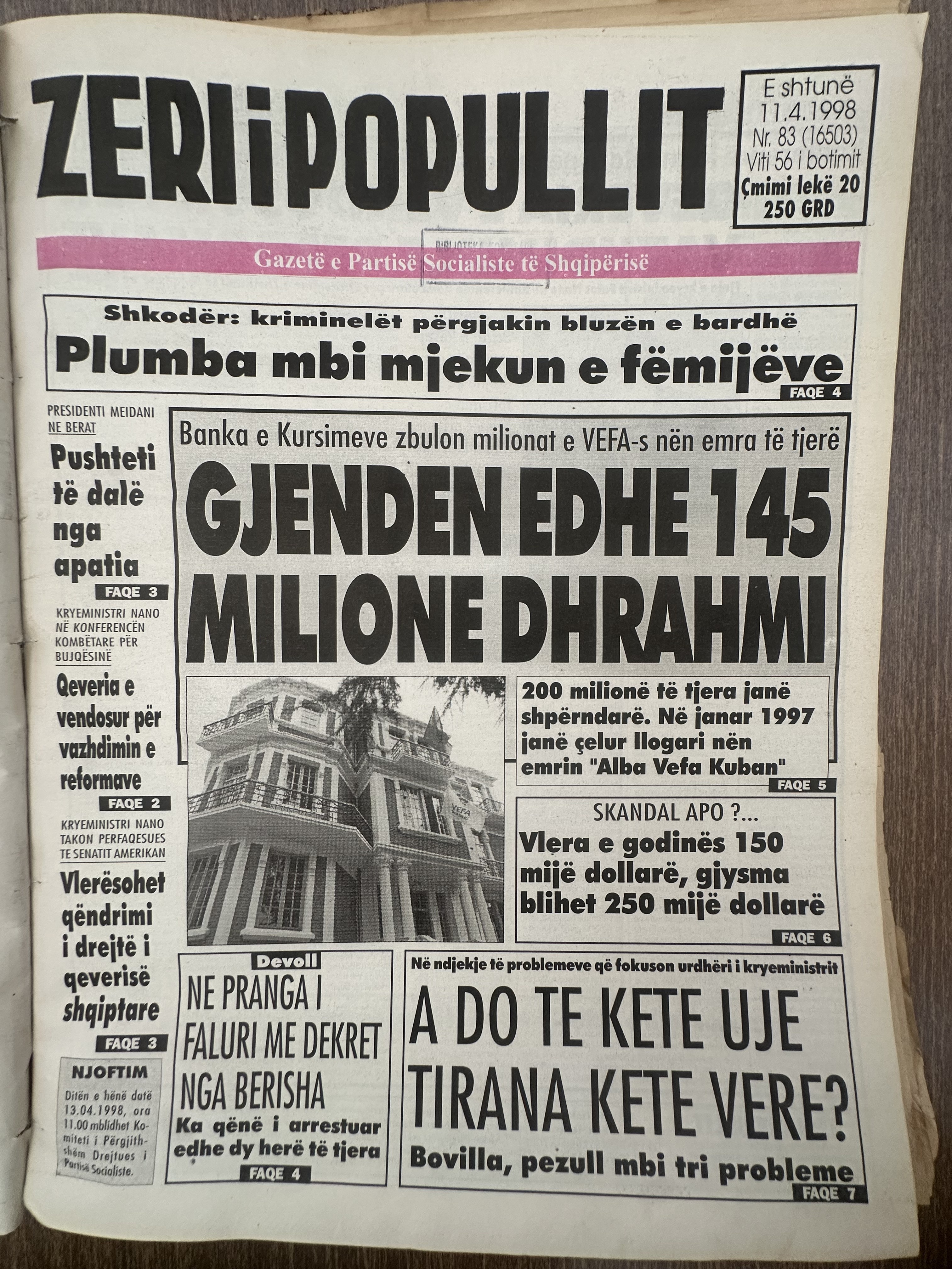 Zëri i Popullit 1998-04-11