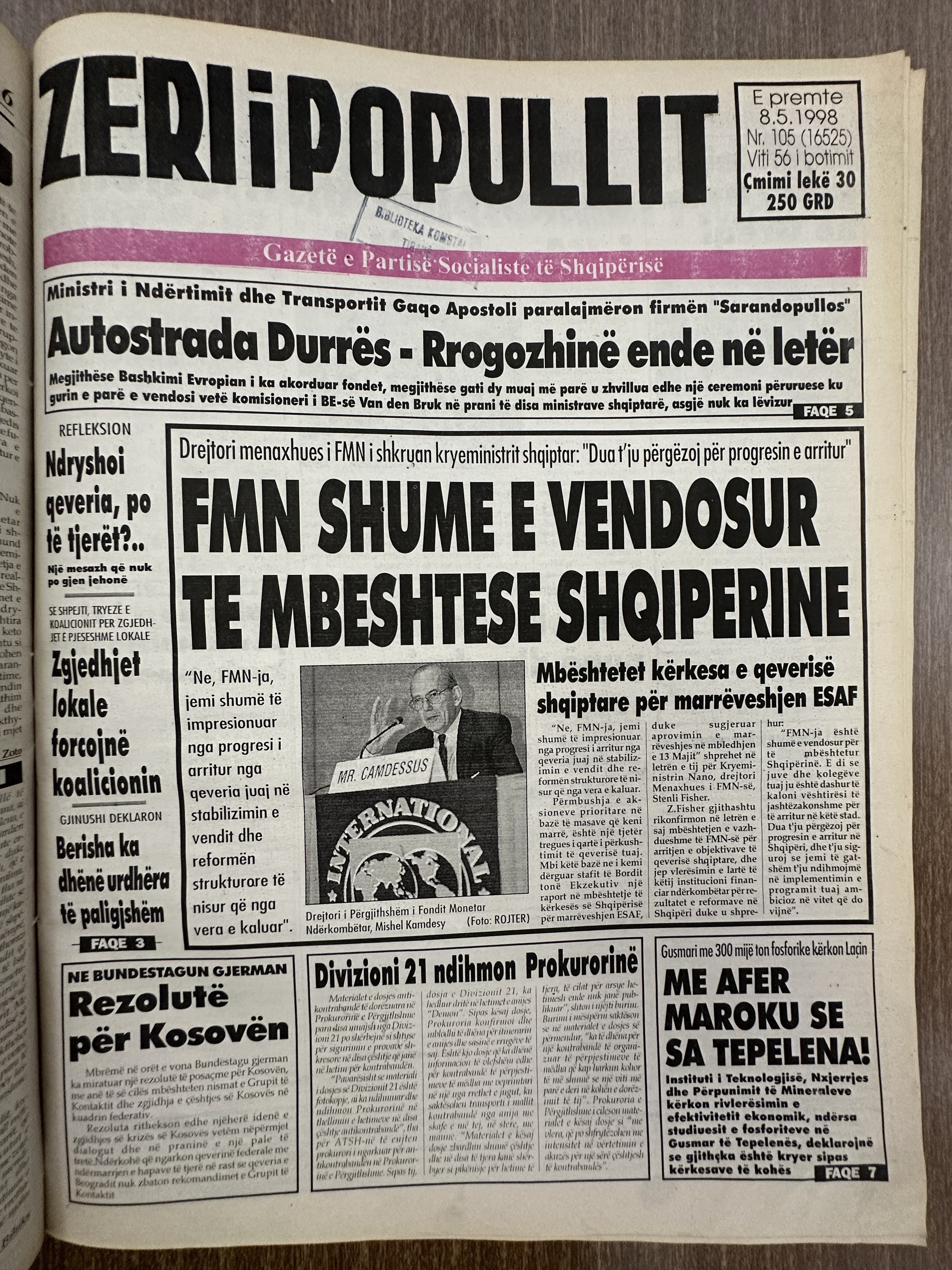 Zëri i Popullit 1998-05-08