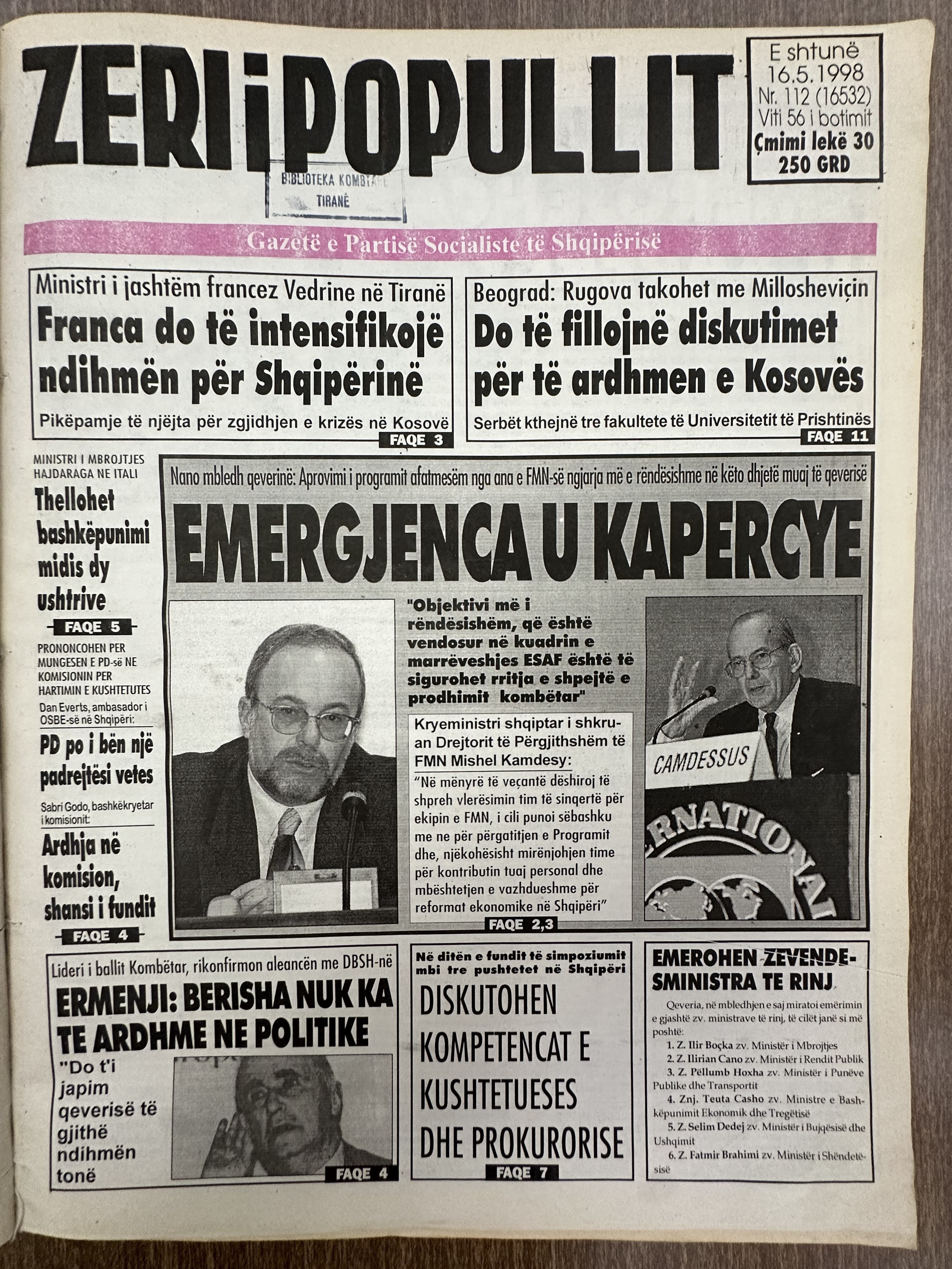 Zëri i Popullit 1998-05-16